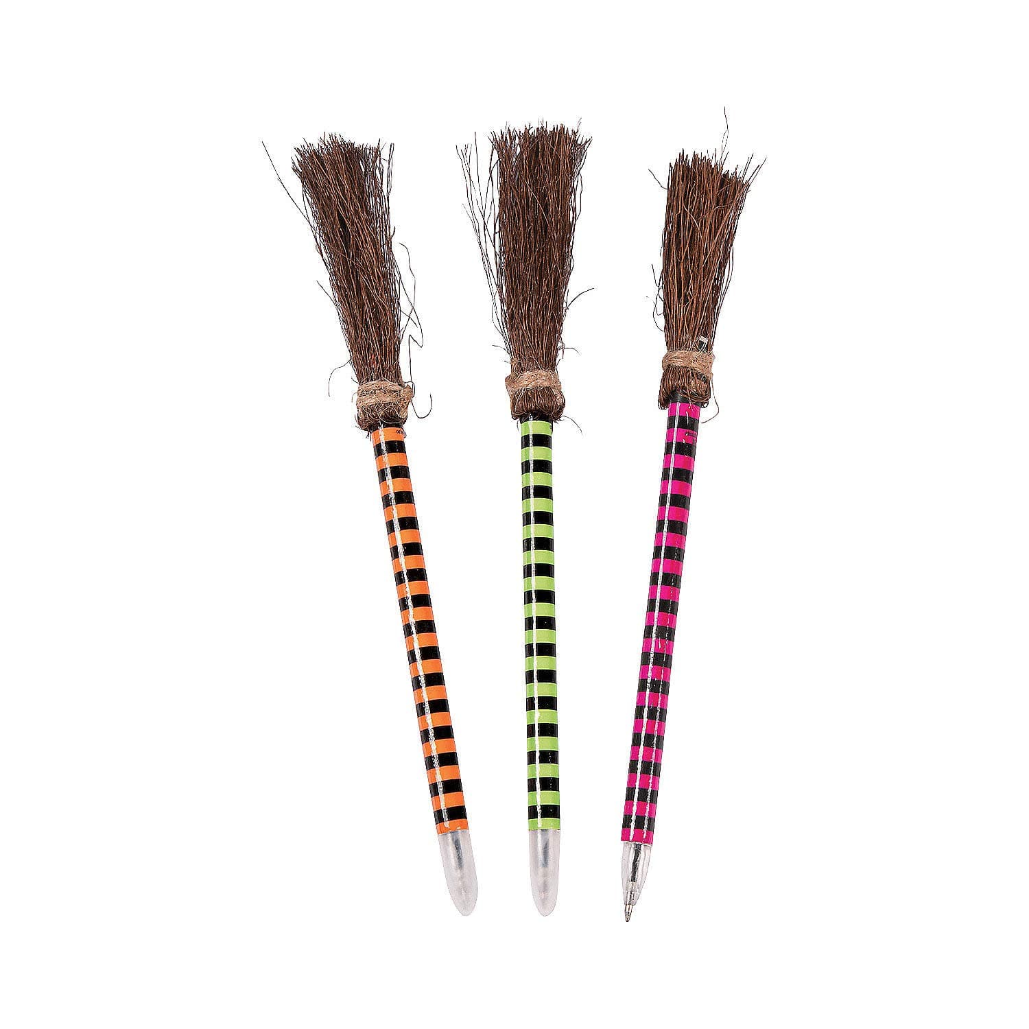 Striped Witch Broom Pens (set of 24) Halloween Party Favor and Classroom Giveaways