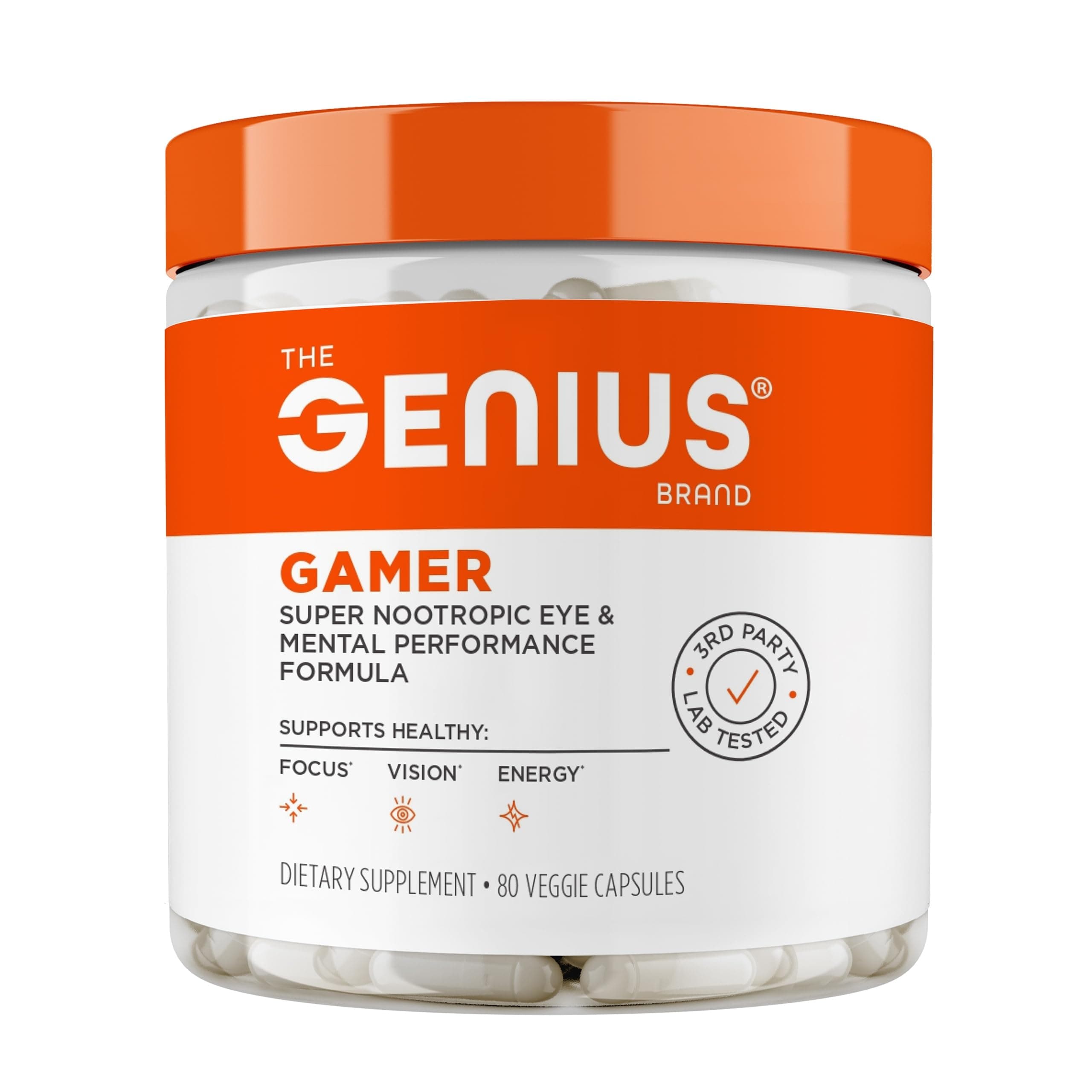 Gamer, Gaming Focus Supplement, 80 Pills - Elite Nootropic Performance Booster - Boost Brain & Mental Clarity, Reaction Time & Concentration - Blue Light Support with Lutemax