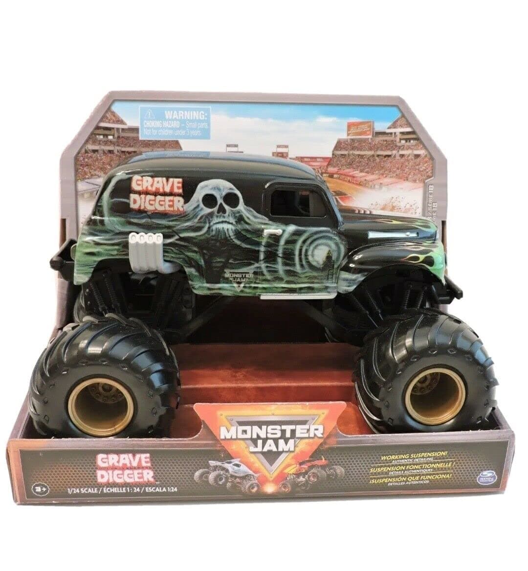 Monster Jam, Official Grandma Grave Digger New 2023 Monster Truck, Collector Die-Cast Vehicle, 1:24 Scale, Kids Toys for Boys Ages 3 and up