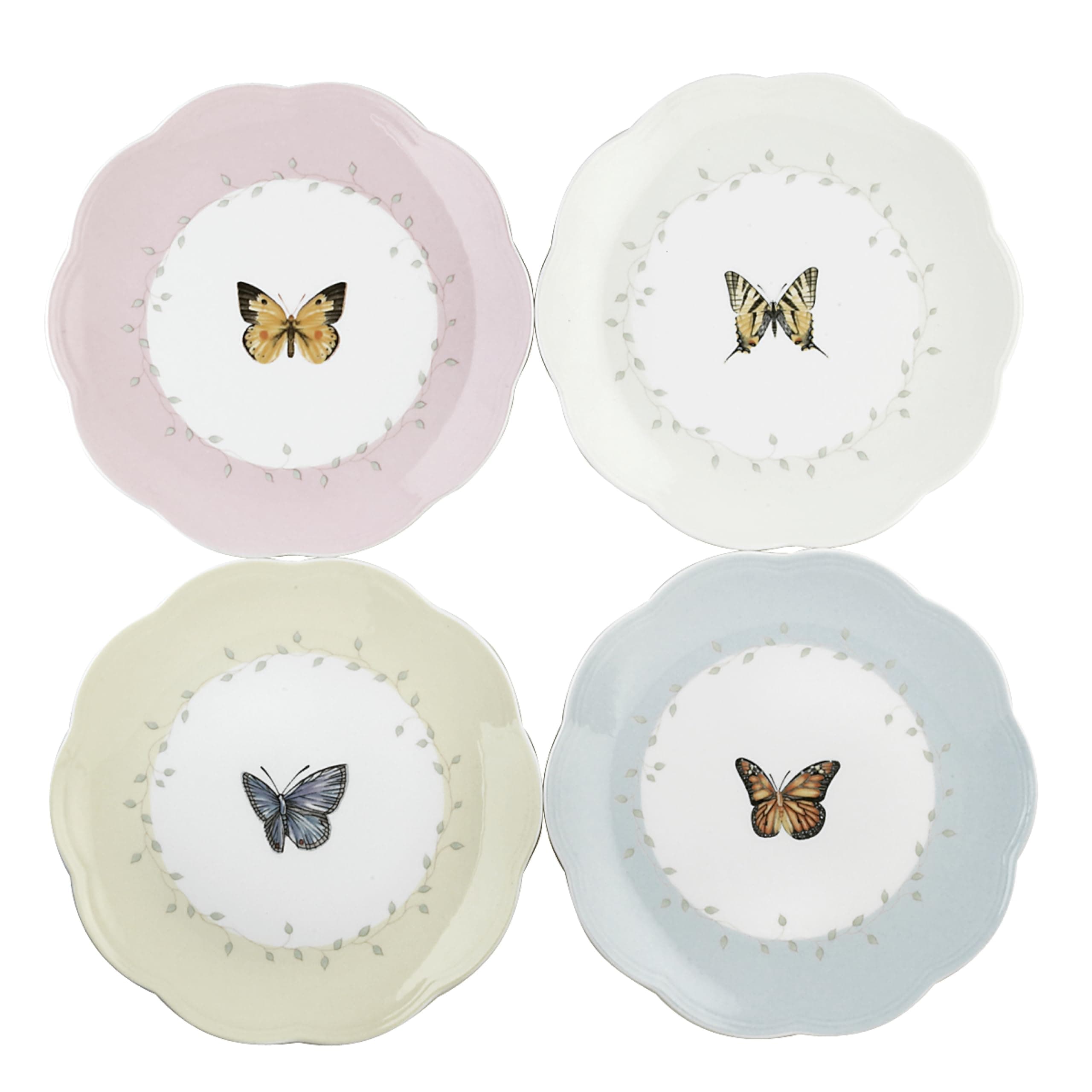 Butterfly Meadow 4-piece Dessert Plate Set, 3.15 LB, Multi