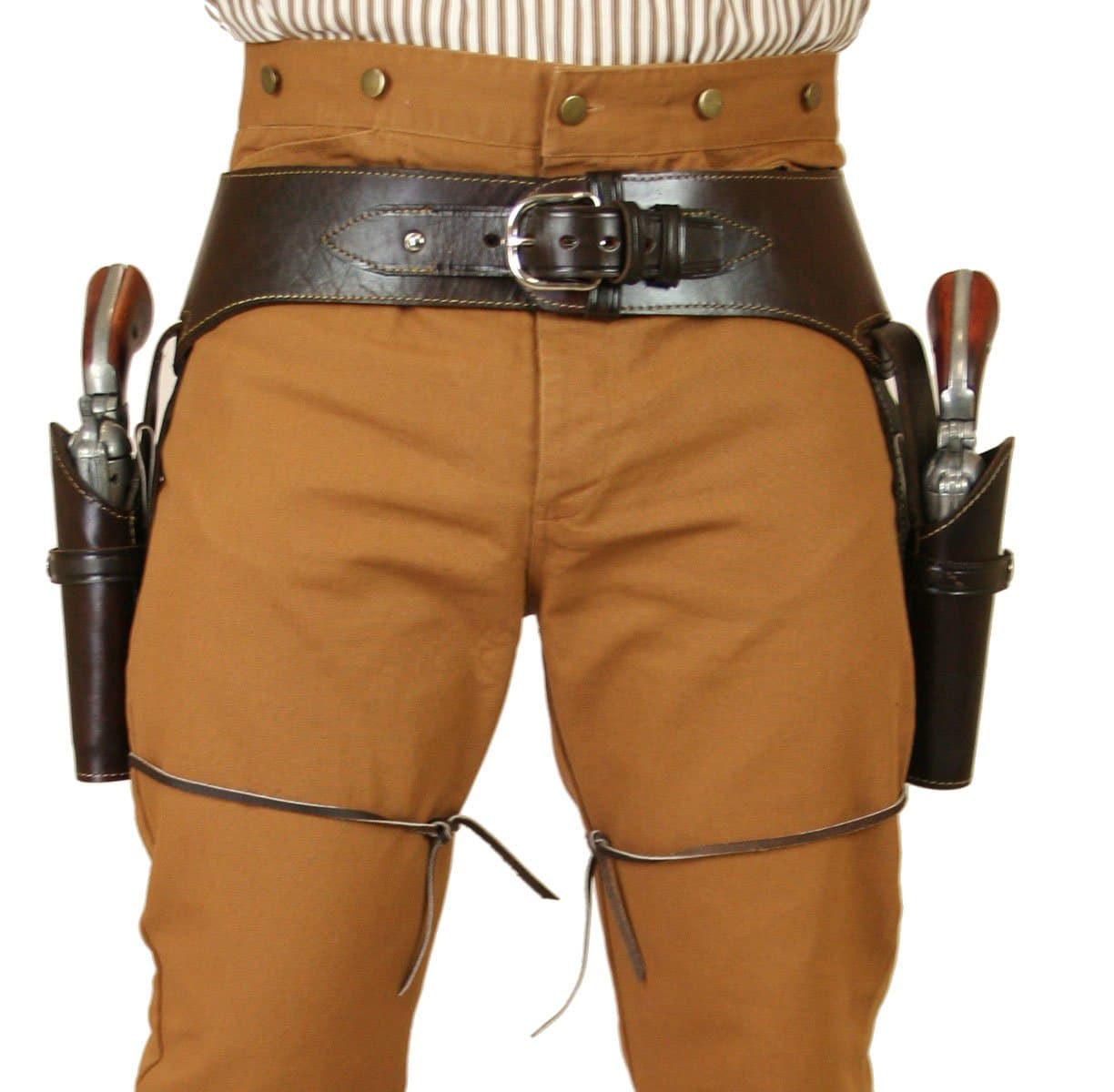 Historical Emporium .22 Cal Standard Double Western Gun Belt and Holster Plain Leather