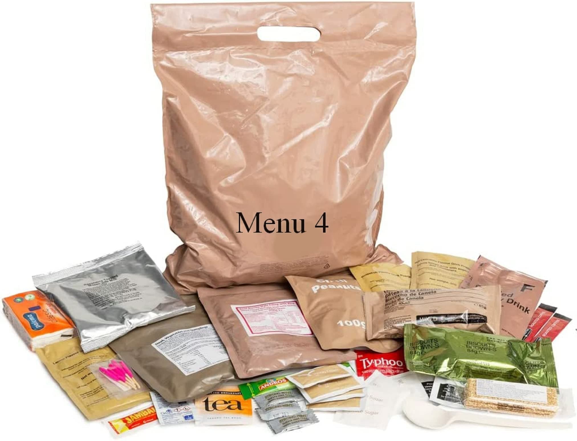 British Army 24 Hour Ration Pack - PD 12/22 - British Army MRE - Menu 4- Military Ration Pack - Camping Food - Survival Food - Meals Ready To Eat