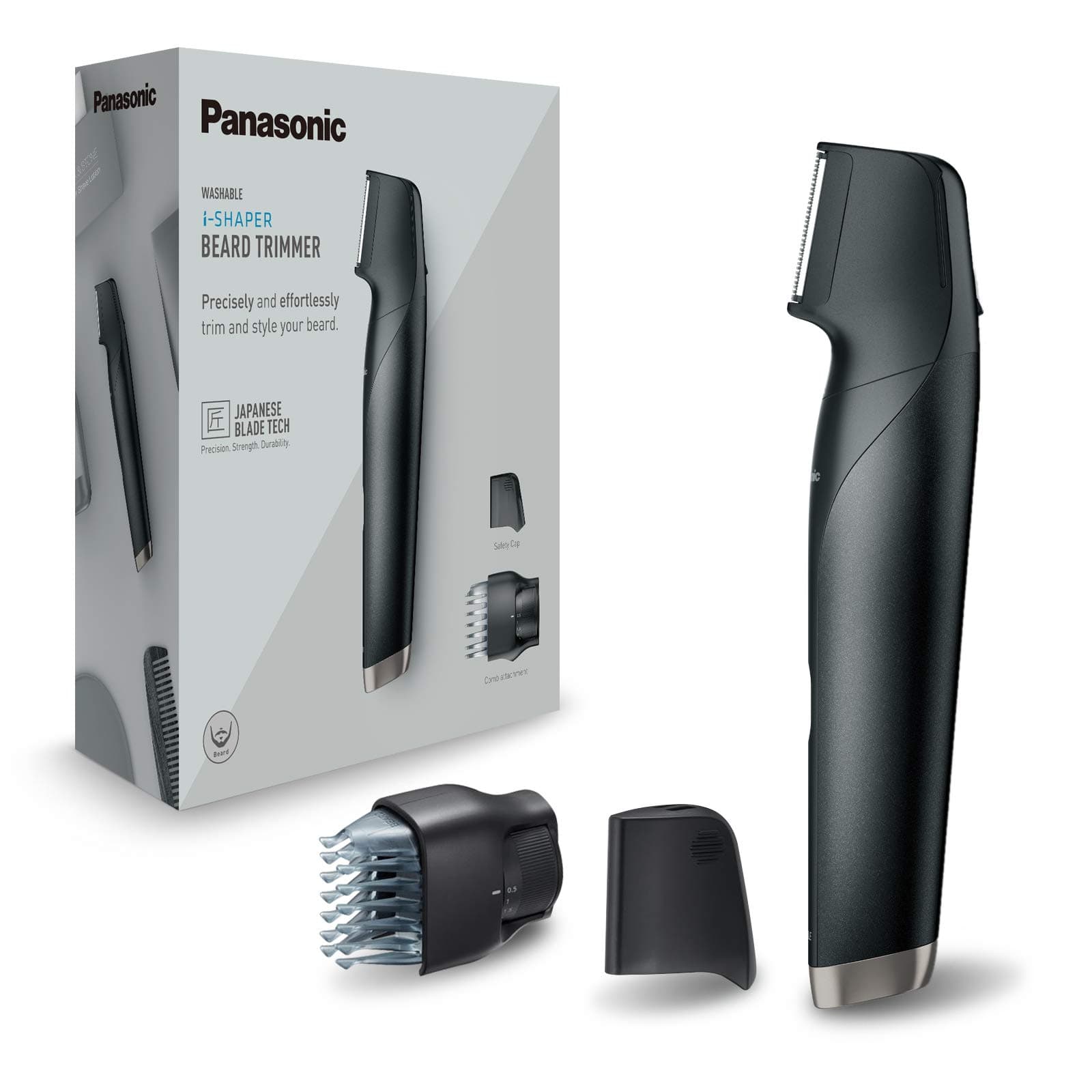 Panasonic ER-GD51-K503 Design Trimmer, Washable, 3-in-1: Shaver and Beard Designer, Black
