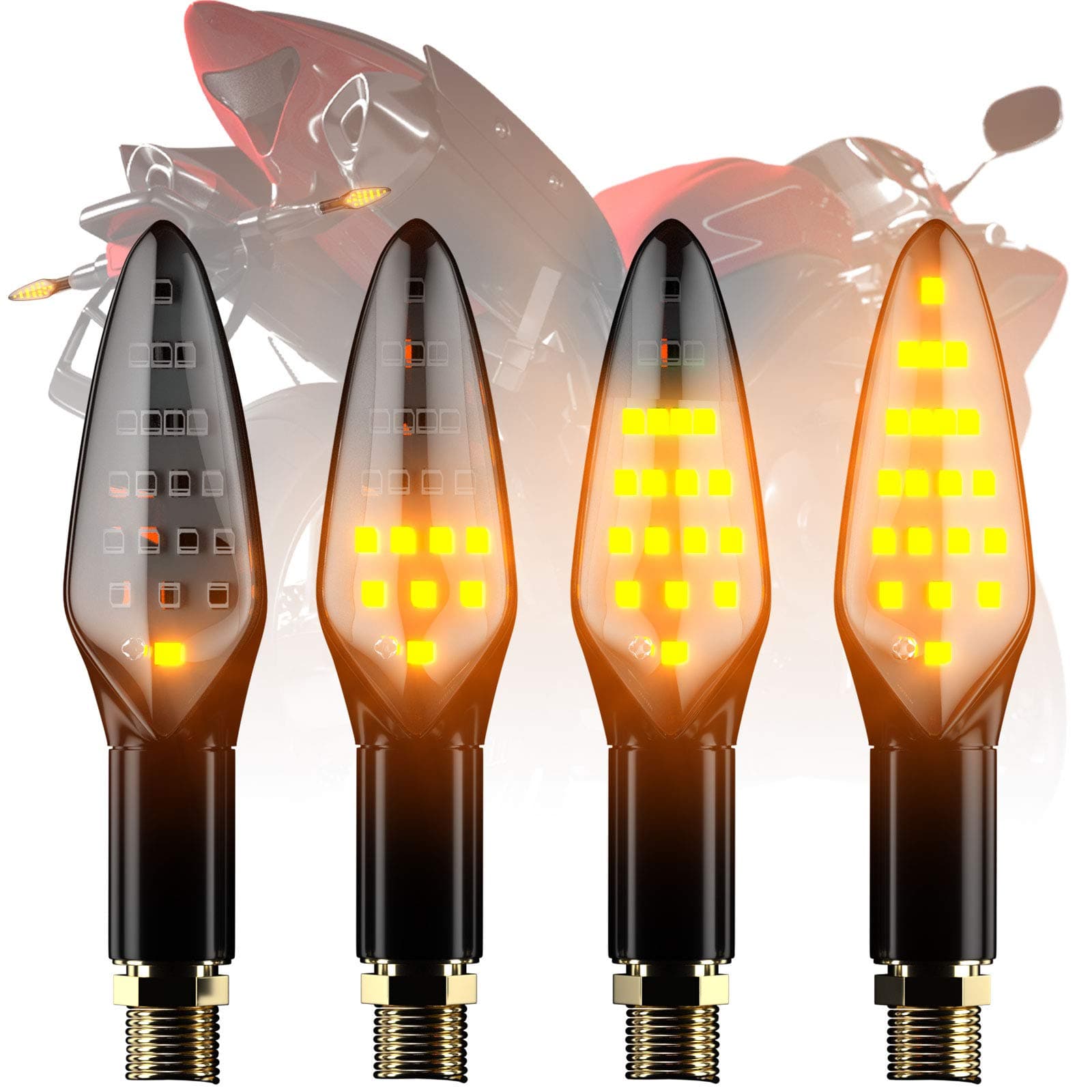 CCAUTOVIE Universal Indicator Motorbike Led Turn Signal Lights Motorcycle Blinker Light E4 Mark Amber, Pack of 4pcs