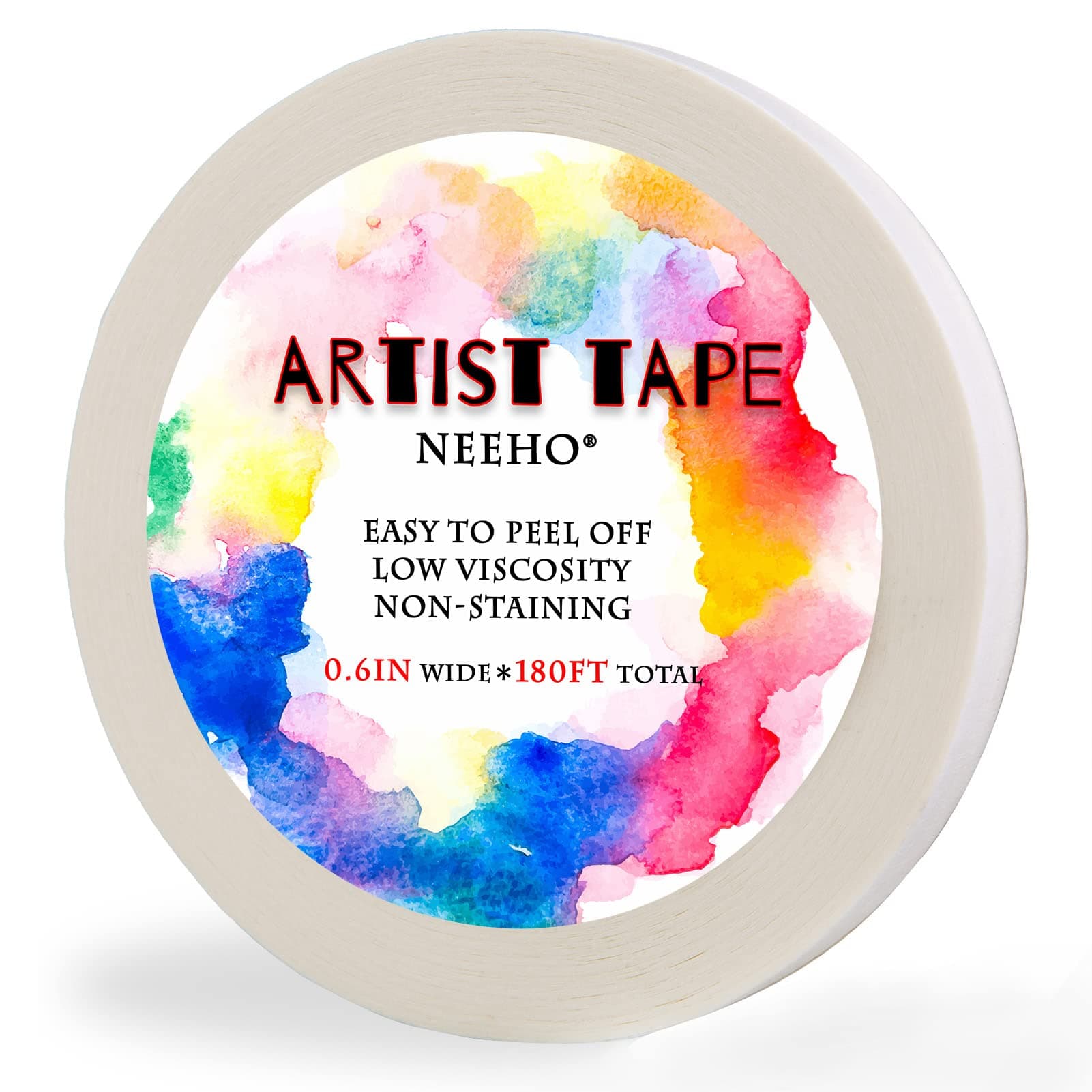 Artist Tape for Drafting Art, Acid-Free White Masking Tape for Watercolor Painting Canvas Framing, 0.6inch Wide 180FT Long
