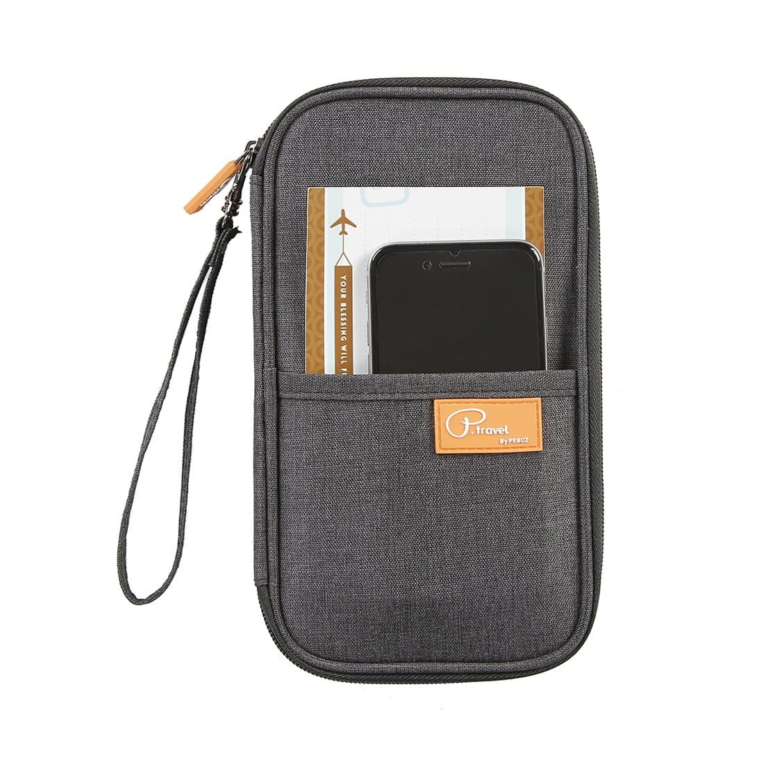 RFID Travel Passport Wallet and Credit Card Holder by FLYNOVA| Small Clutch with Zippered Pockets | Carry Money, Tickets, Documents | Includes Smartphone Pocket (Black)