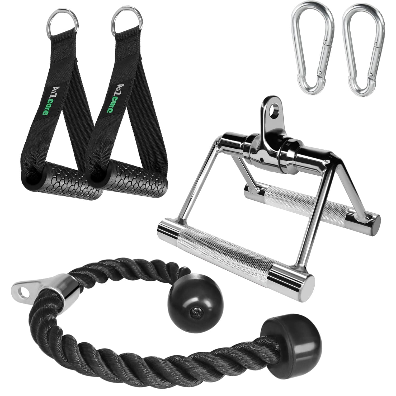 A2ZCARE LAT Pull Down Cable Machine Attachment - Cable Machine Accessories for Home Gym with Multi Option: V-Handle, D-Handle, V-Shaped Bar, Snap Hook, and Rotating Bar