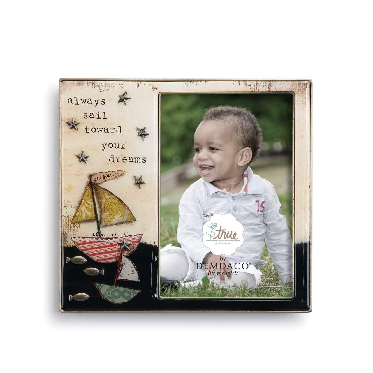 DEMDACO Sailboat 7 x 6.5 Enamel with Metal Accents Picture Frame