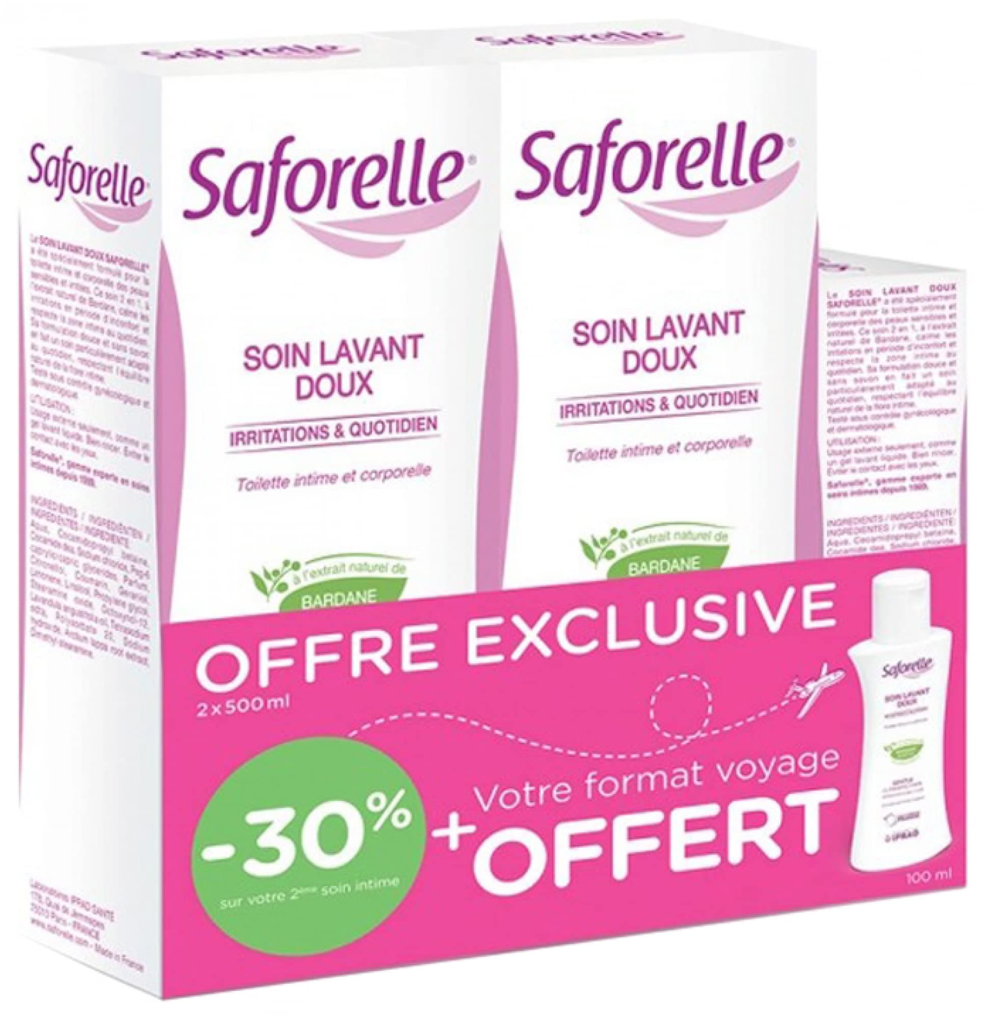 Saforelle Gentle Cleansing Care 2 x 500ml + 1 Gentle Cleansing Care 100ml Offered
