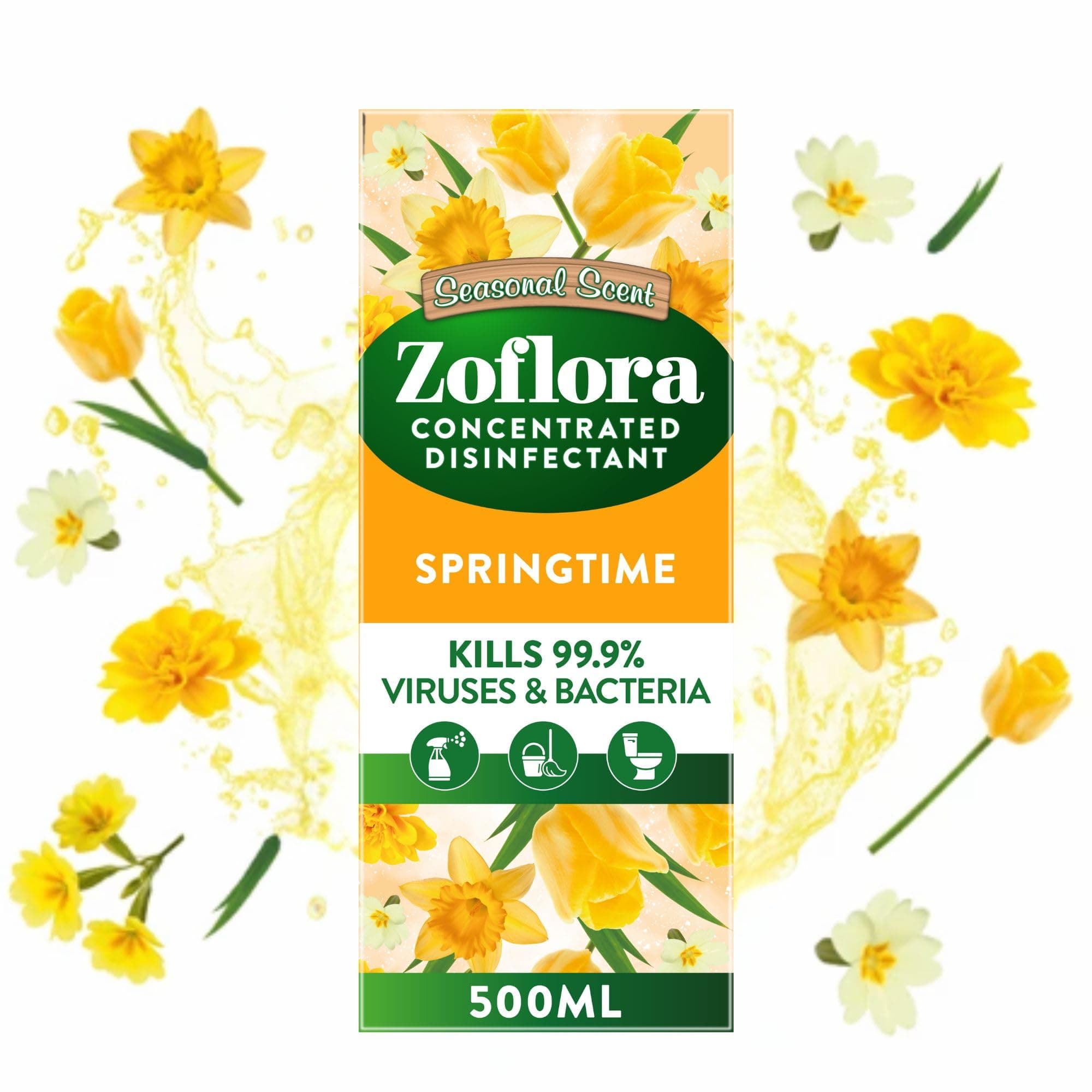Zoflora Springtime Concentrated Multipurpose Disinfectant Liquid, 1 x 500 ml,Antibacterial & Multi-Surface Cleaner, Kills 99.9% of Bacteria & Viruses