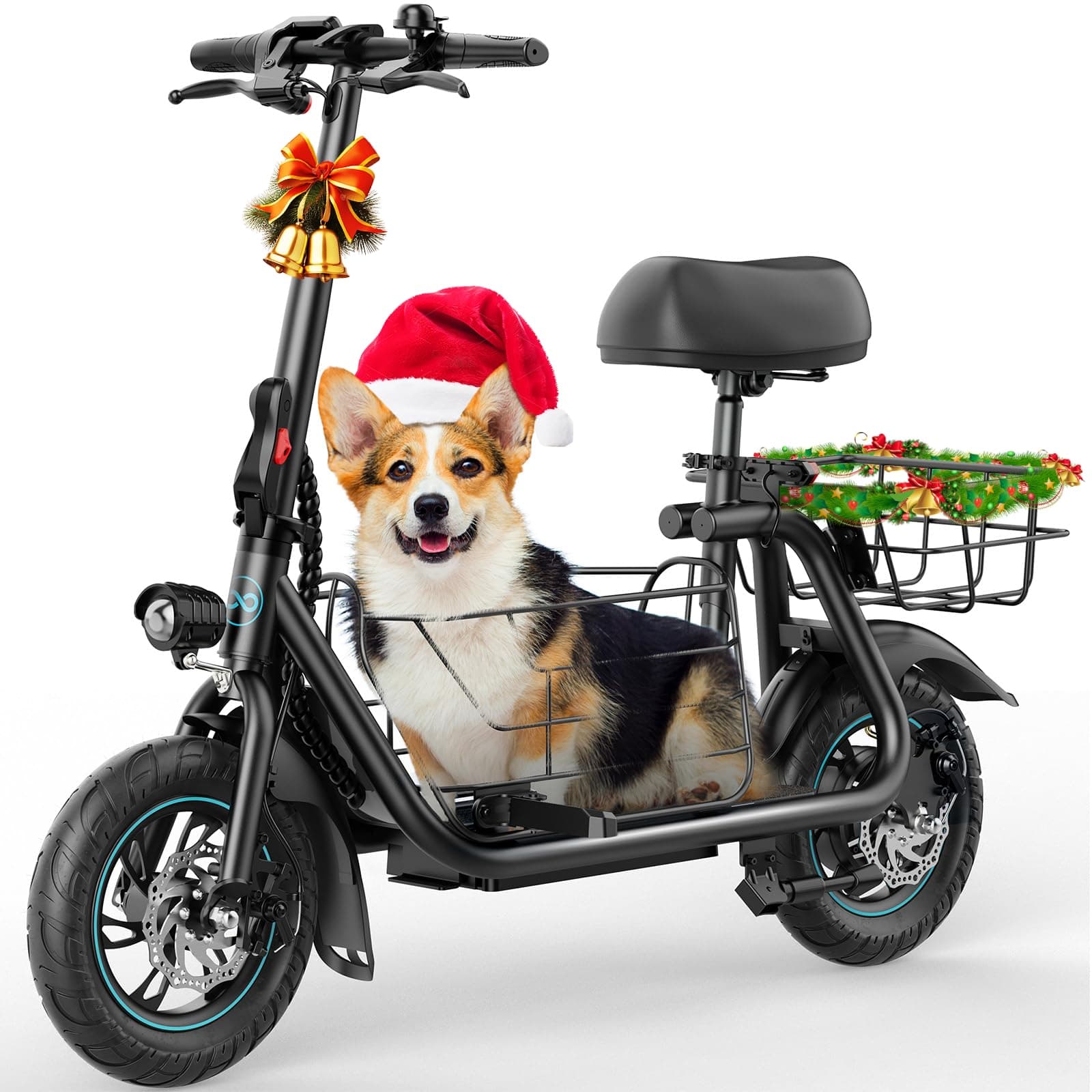 Gyroor Electric Scooter for Adults with Large Pet Basket – Dog-Friendly 550W Motor 19 MPH, 20 Mile Long Range, Foldable Commuter E-Scooter with Comfort Seat for Pets & Groceries