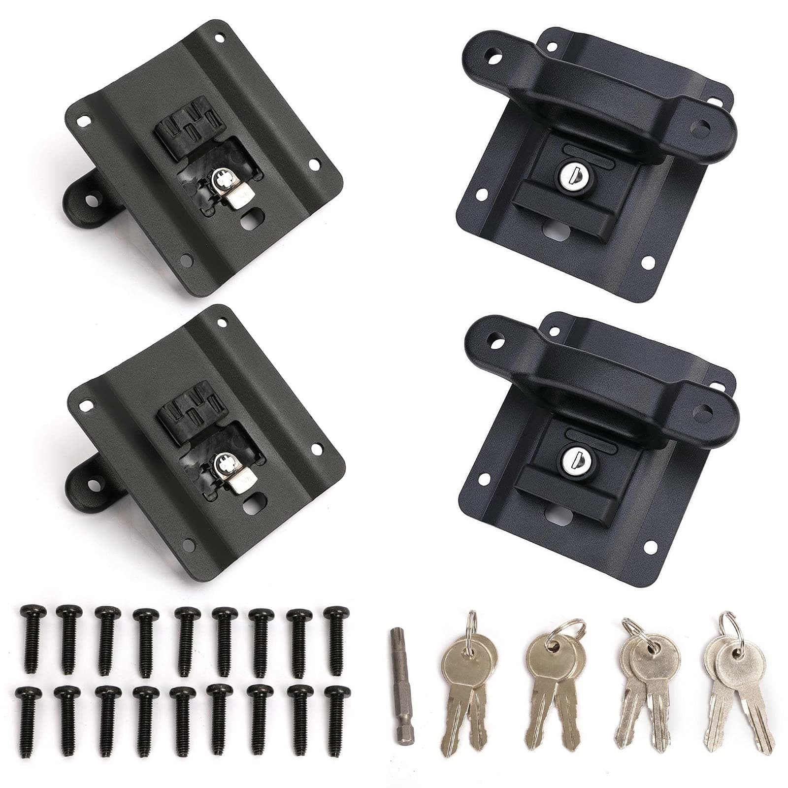 BEIJIAOFLY 4 Pack 2015-2021 F150 F250 F350 Boxlink Tie Down Anchors Cleats Bed Tie Downs with Tie Down Plates Brackets Anti-Theft Screws01