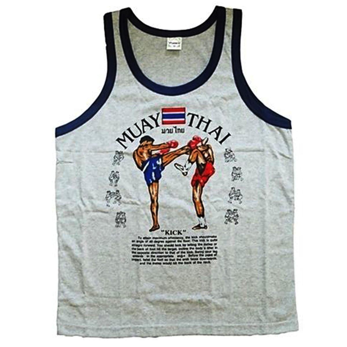 Men's Tank Top Singlet Vest Gym Muay Thai Men T-Shirt Cotton 100% Made in Thailand