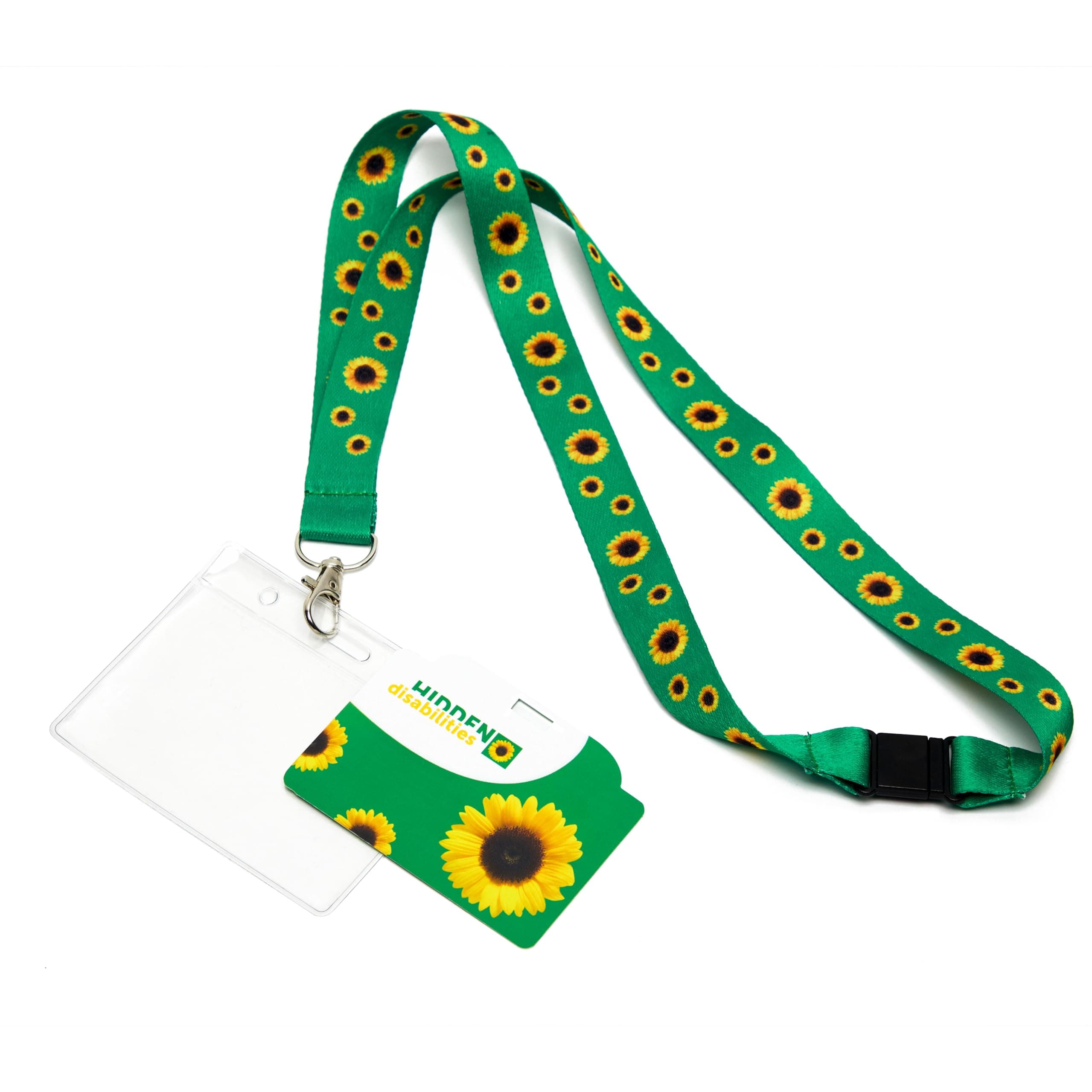Official Hidden Disabilites Sunflower Lanyard (70cm) & ID Card for Smaller Person or Child | 1 Set of Hidden Disabilities Sunflower Lanyard with ID Holder Breakaway & Awareness Card