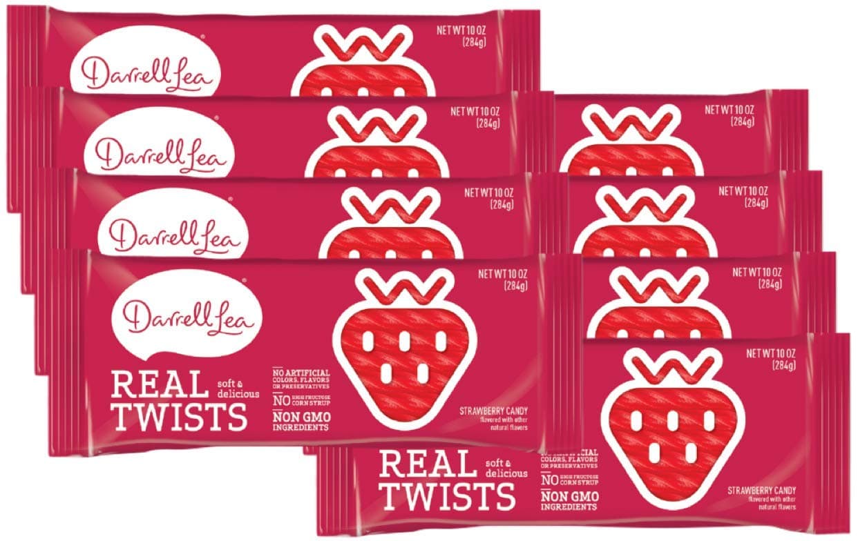 Strawberry Real Twists Candy (8-Pack) - Darrell Lea (8) 10oz - NON-GMO, NO HFCS, Vegan-Friendly & Kosher - From America's #1 Soft Eating Licorice Brand!