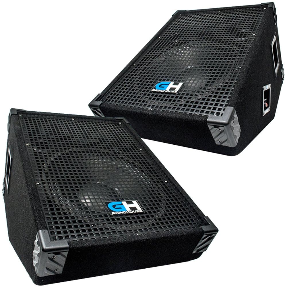 GH12M-Pair - Pair of 12 Inch Passive Wedge Floor / Stage Monitors 350 Watts RMS each - PA/DJ Stage, Studio, Live Sound 10 Inch Monitor