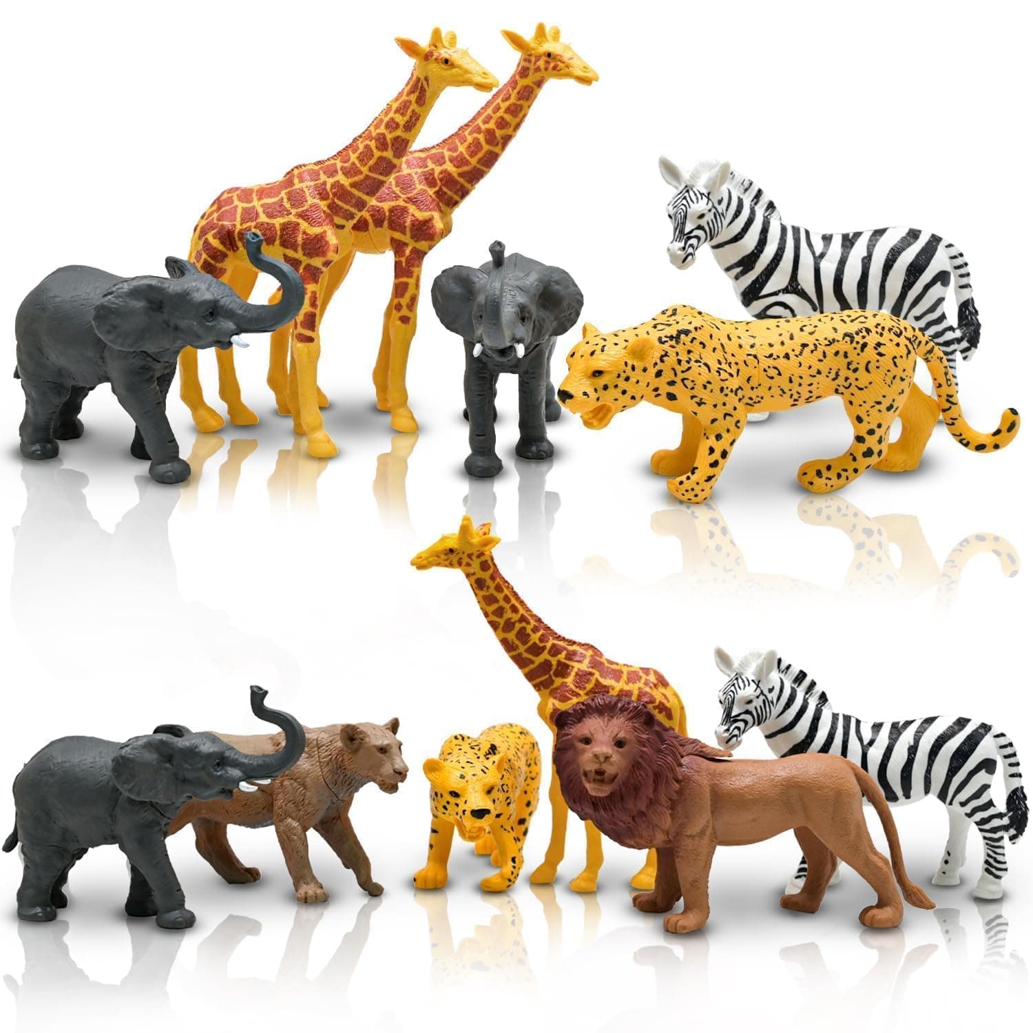 Safari Animals Figures, Plastic Zoo Animals Toys for Toddlers 1-3, Realistic Jungle Animal Figurines for Kids 3-5, 12Pcs Wild African Toys Birthday Gifts Boys Girls