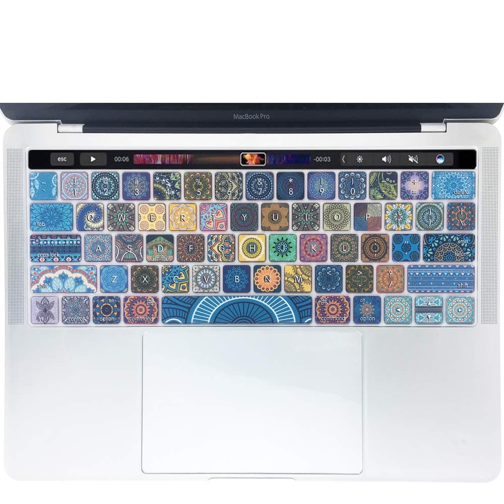 Keyboard Cover for MacBook Pro 13 and 15 Inch with Touch Bar (Model: A2159, A1989, A1990, A1706, A1707), Silicone Skin Protector with Individuality Design, Bohemian