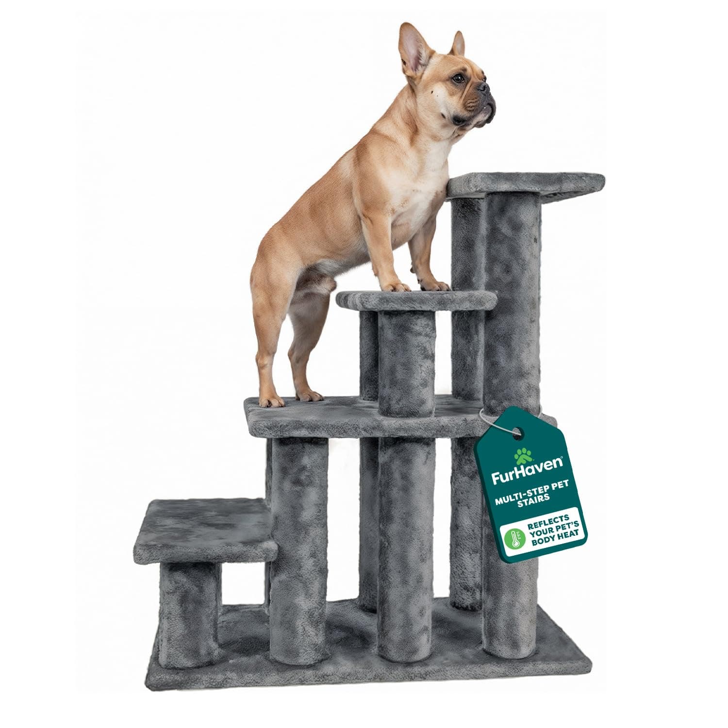 Steady Paws Multi-Step Pet Stairs for High Beds & Sofas - Gray, 4-Step
