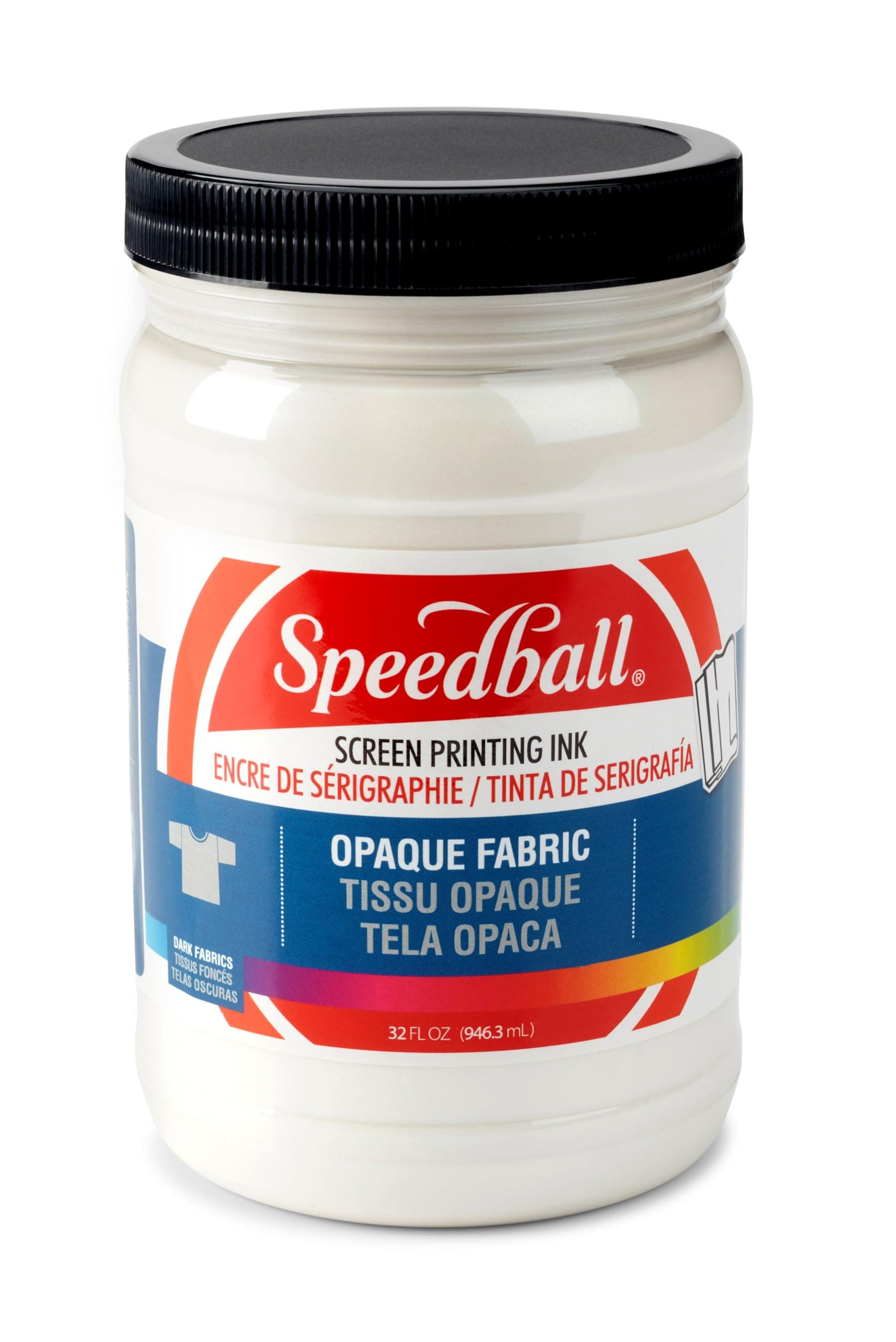 Speedball 004823 Opaque Fabric Screen Printing Ink, 32 fl. oz, Pearly White