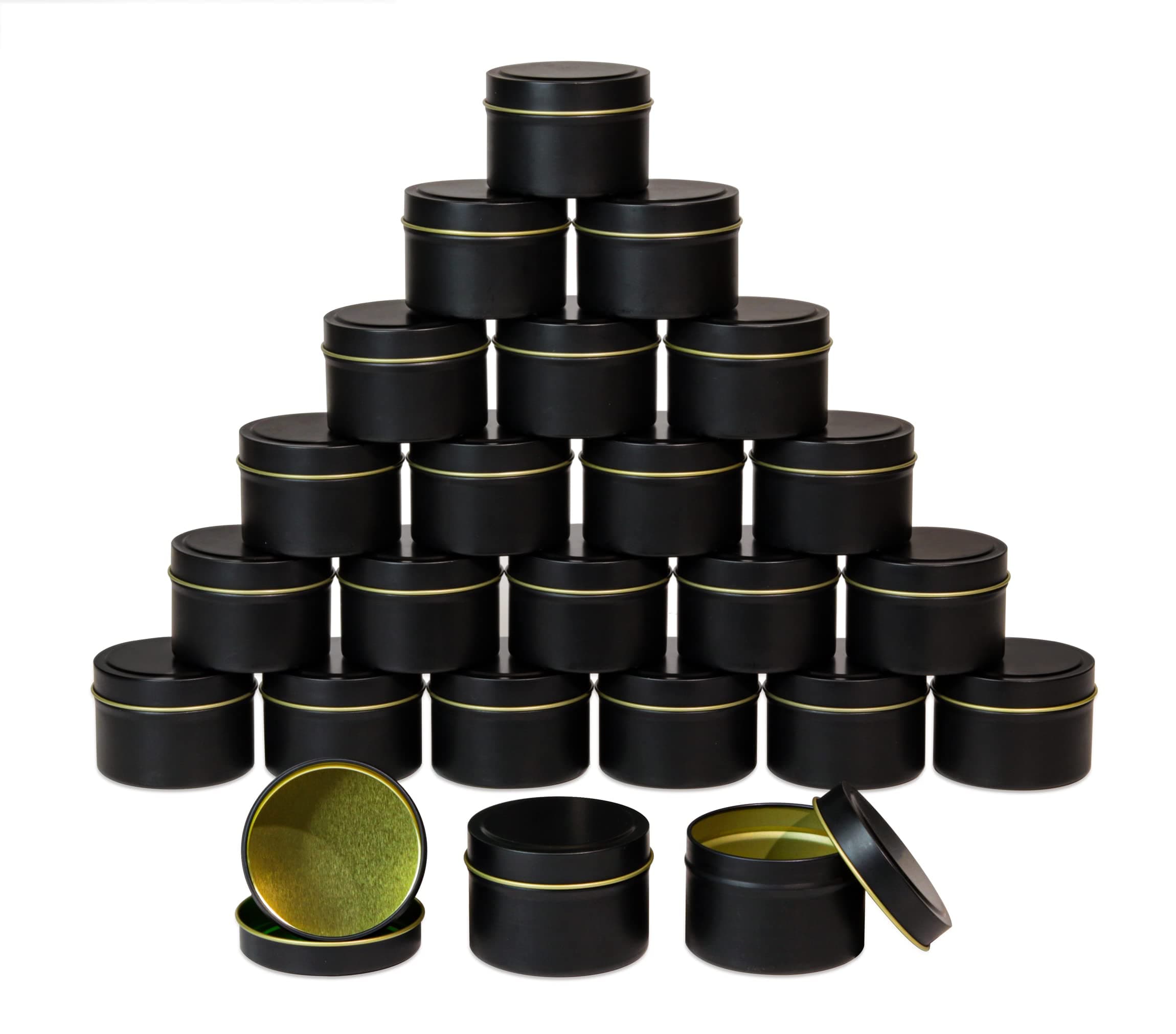 Aroparc Black Candle Tins 4oz, 24-Piece Wholesale Candle Containers with