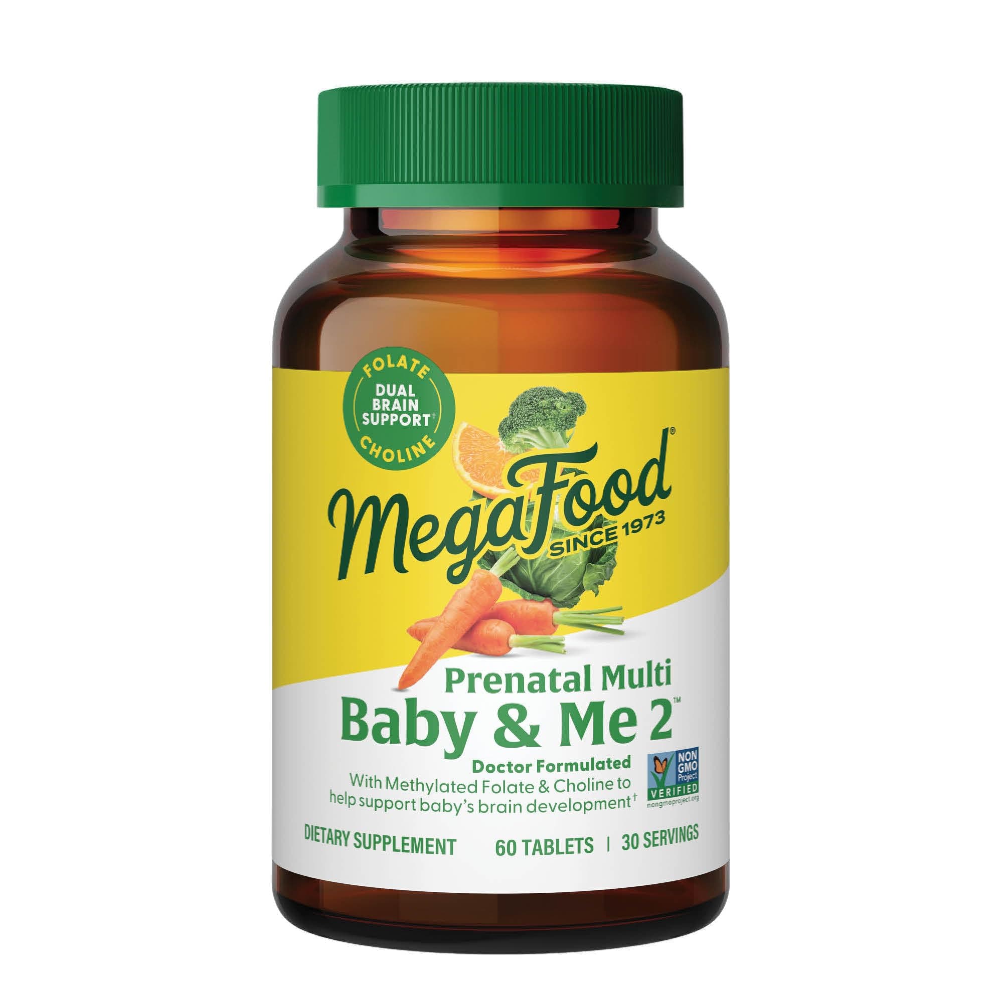 Baby & Me 2 Prenatal Multi - Prenatal Vitamins for Mom & Developing Baby - Dr Formulated with Essential Nutrients like Folic Acid, Choline, Biotin, and More - Non-GMO - 60 Tabs (30 Servings)