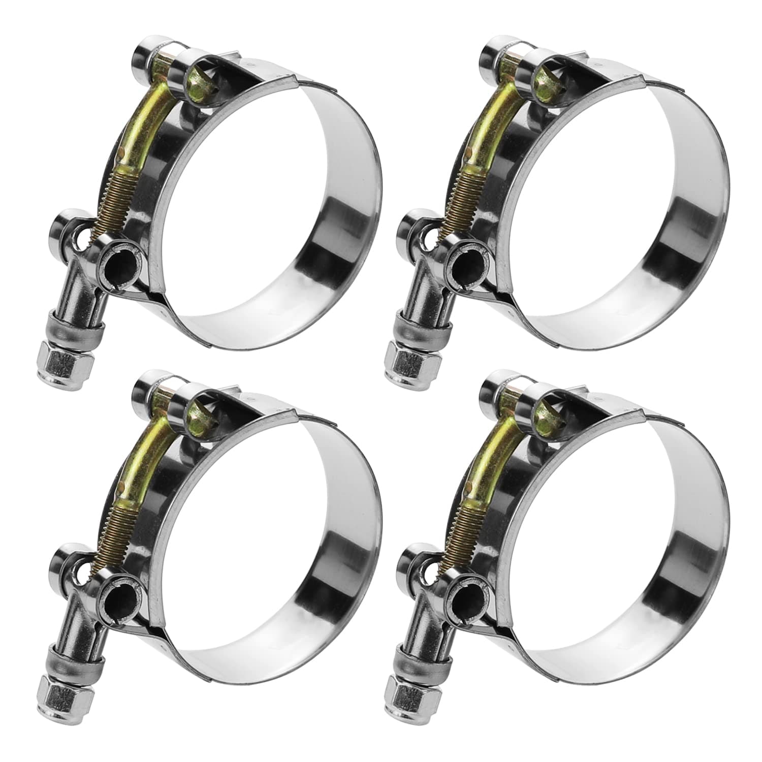 4 Pack 0.75" T-Bolt Hose Clamps, 304 Stainless Steel Turbo Intake Clamp, Working Range 1.1"-1.34"(28mm-34mm) for 0.75" I.D. Hose with 5mm Wall Thickness
