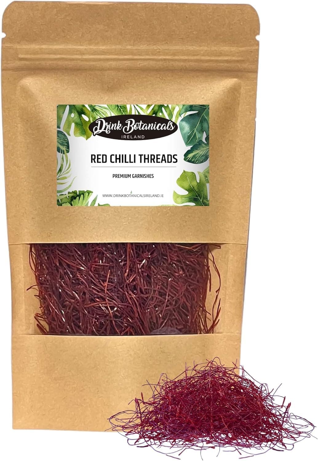 Drink Botanicals Ireland Red Chilli Threads | 100% Natural | Super Hot | Garnish For Cocktails, Spicy Dried Chili Margaritas, Cooking, Sauces, Baking | Pure All Red | Long Thread | 25 Grams | 0.88 Oz