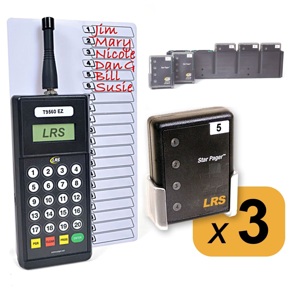 Restaurant Server Pager System with 3 Pagers