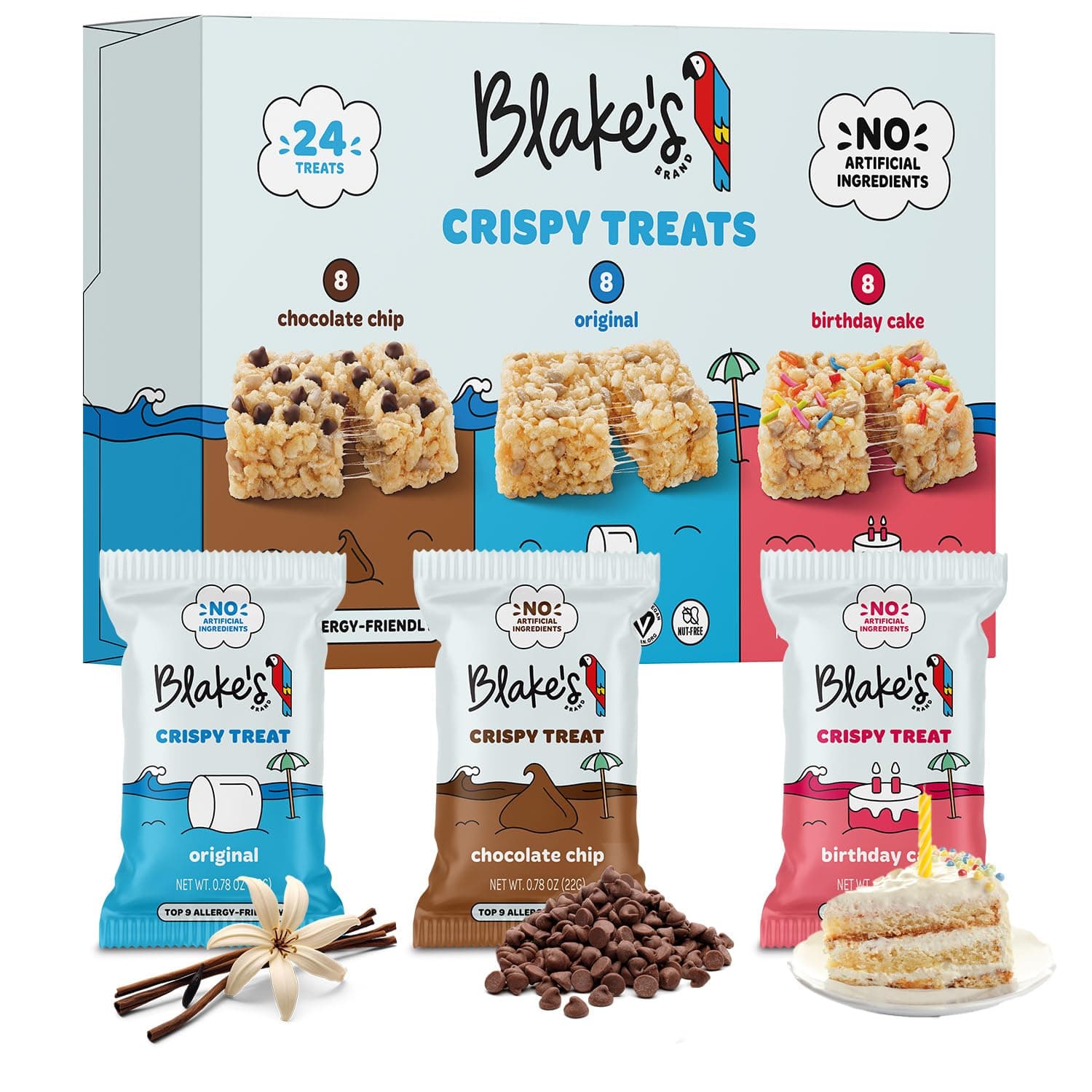 Blake's Seed Based Crispy Treats – Variety Pack (24 Count), Vegan, Gluten Free, Nut Free & Dairy Free, Healthy Snacks for Kids or Adults, School Safe, Low Calorie Organic Soy Free Snack