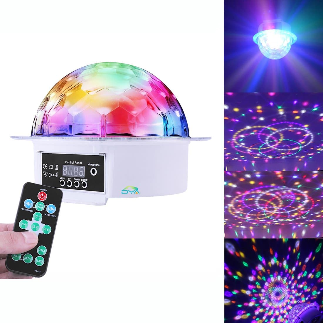 DYA LED Sound Active Party Ball DJ Stage Magic Rotating Crystal for KTV Karaoke Home School Christmas Weddings Clubs Ballroom Bars Decoration Effect Background Light