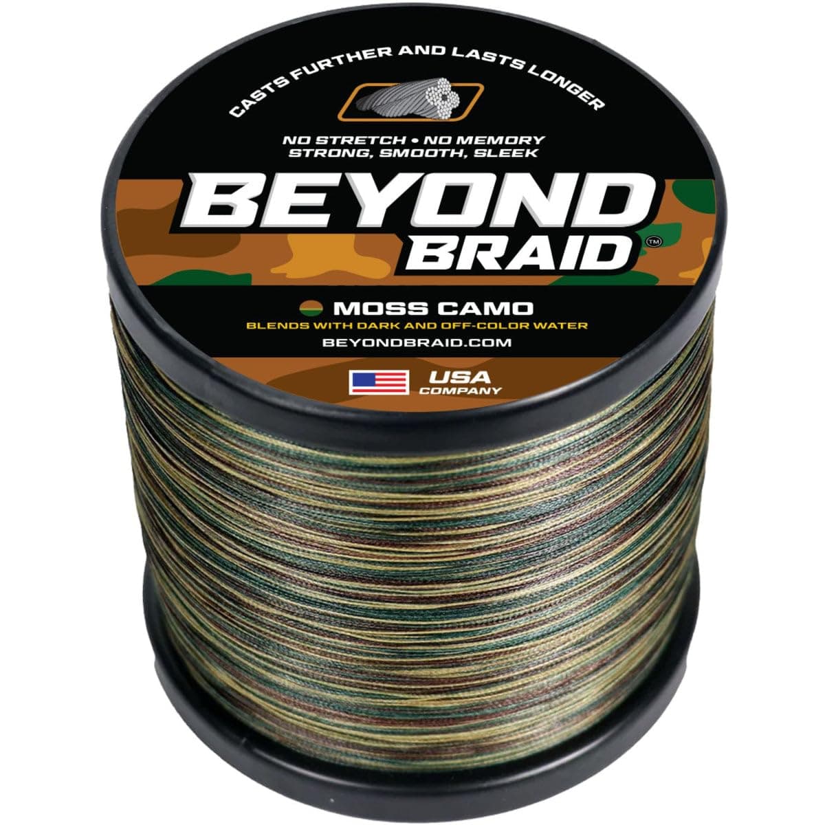 Beyond BraidBraided Fishing Line -Super Strong - Abrasion Resistant - No Stretch -Blue Camo, Moss Camo, White, Green, Pink, Blue, 4 Strand 8 Strand
