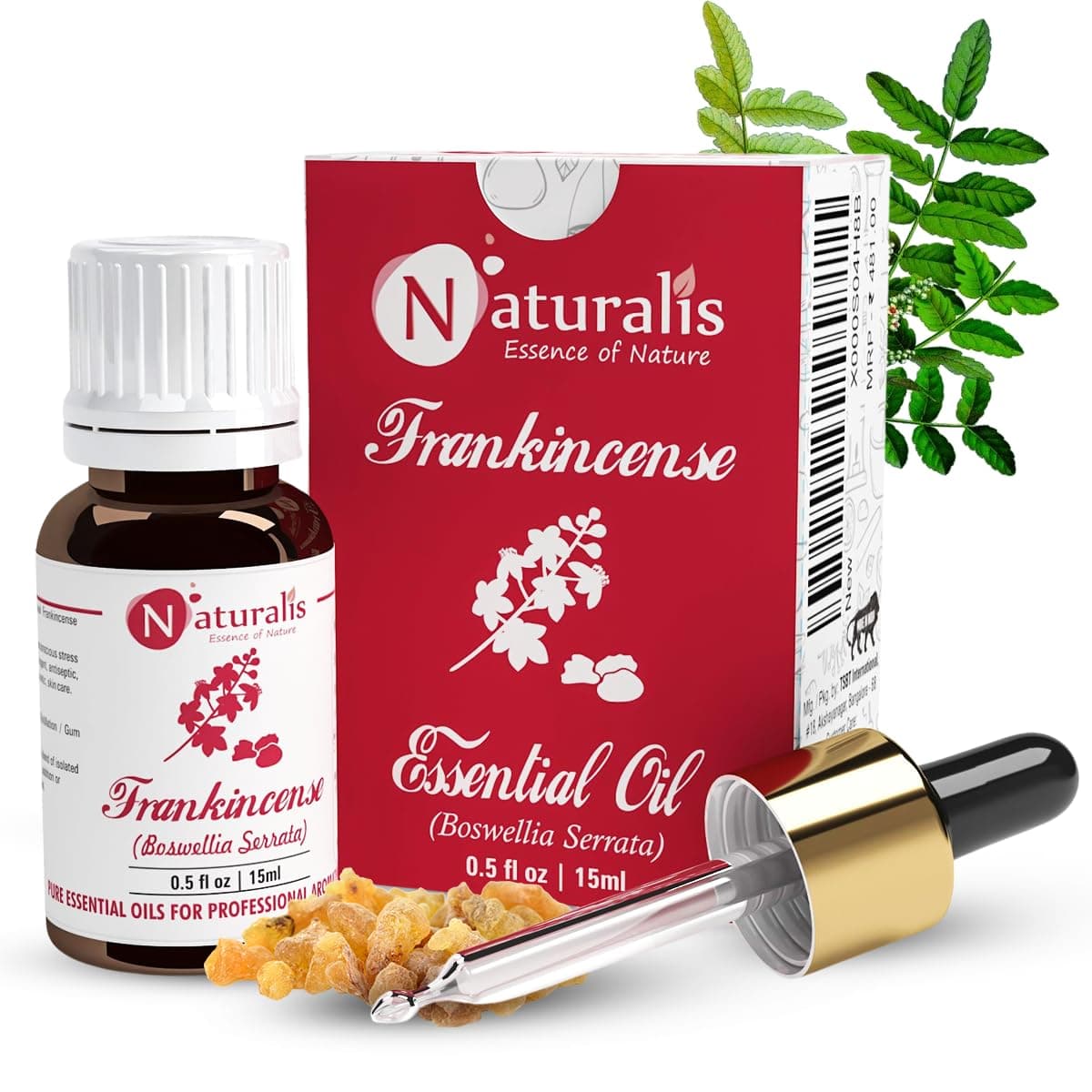 Essence of Nature Frankincense Essential Oil, 100% Pure, Natural & Undiluted Therapeutic Grade for Skin Pores Tightening, Fine Lines and Aromatherapy - 15ml