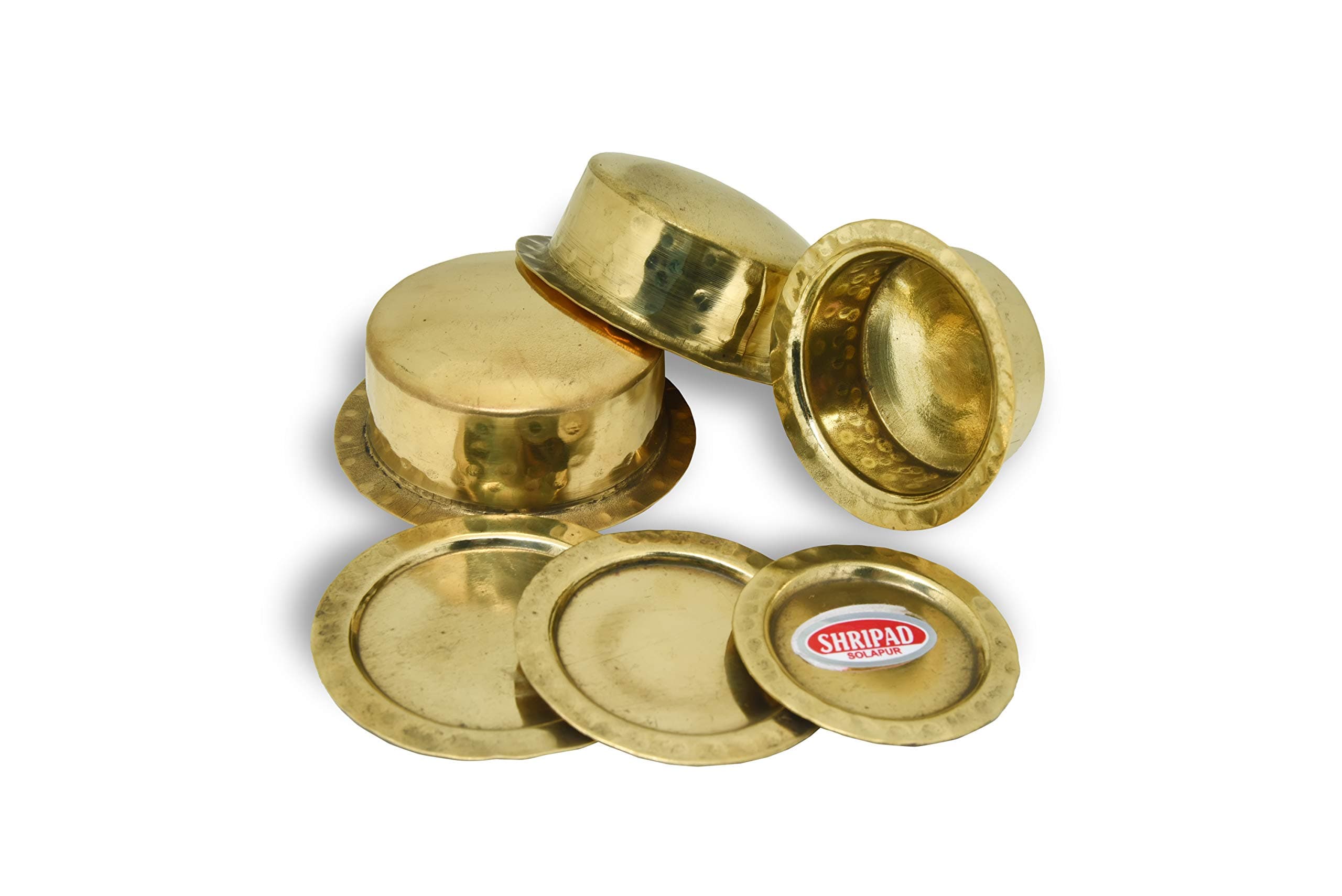 Shripad Steel Home Miniature Brass Bagona Set of-3 (with Plates)