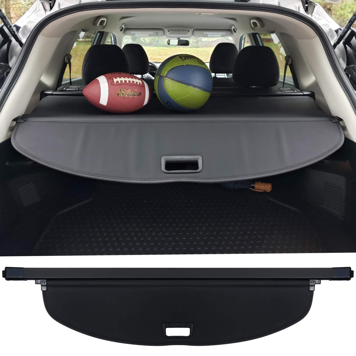 Trunk Cargo Cover for Nissan Rogue S SV SL Platinum 2014-2020 Retractable Rear Trunk Cargo Luggage Security Shade Cover Shield Interior Accessories Waterproof Custom Fit All Weather (Black)