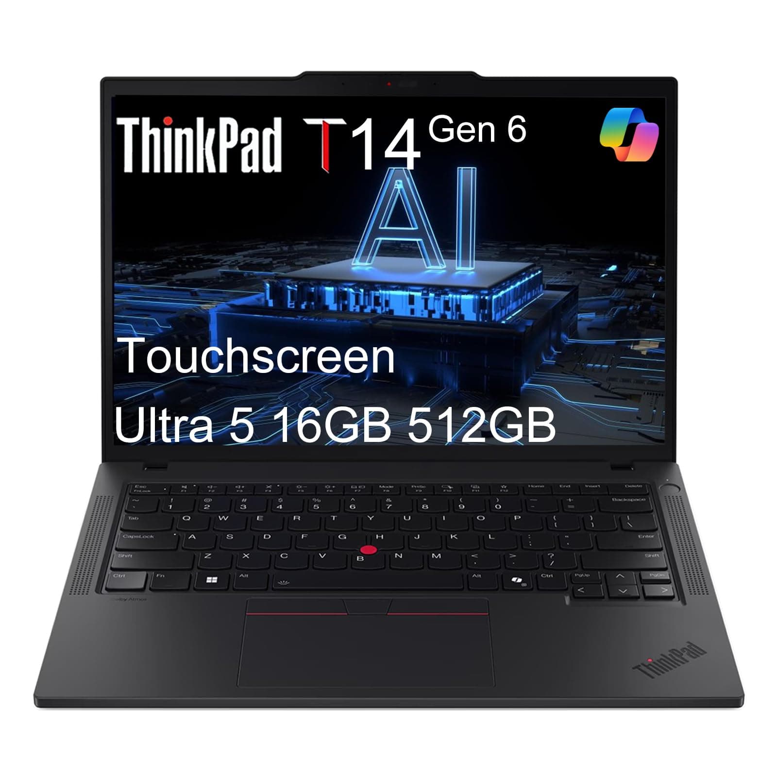 Lenovo ThinkPad T14 G6 Business AI PC Laptop, 14" FHD+ Touchscreen, Intel 12-Core Ultra 5 225U (> Ultra7 155U), 16GB DDR5, 512GB SSD, Thunderbolt 4, Backlit, Fingerprint, IR Webcam, Windows 11 Pro