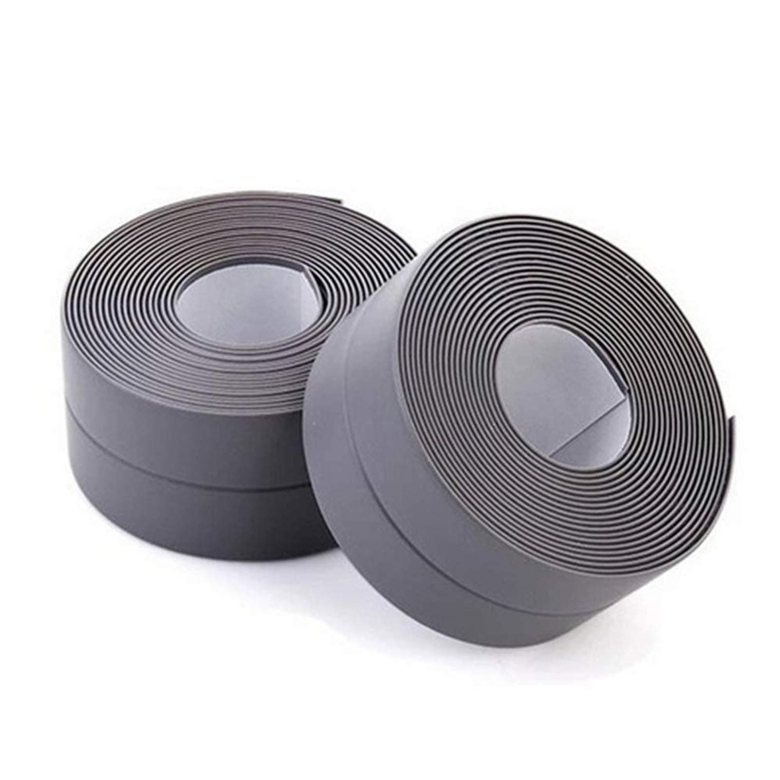 2 Pack Bathtub Wall Sealing Caulk Strip PE Self Adhesive Waterproof Sealing Tape Strip Caulk Sealer Decorative Trim for Kitchen Bathroom Shower Toilet Wall Corner 38mmx3.2m/1.5x126inch (Grey)