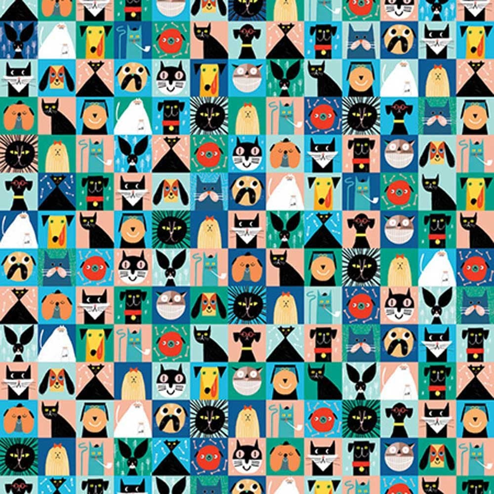 Dogs and Cats Rolled Gift Wrap Paper 2 Sheets 19.5 in x 27.5 in