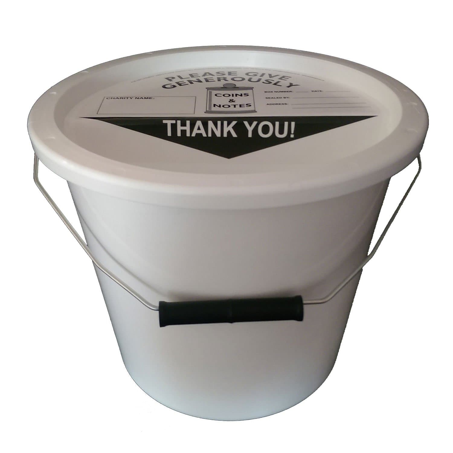 PDK Charnwood Charity Money Collection Bucket With Lid (5.7 Litres) - White
