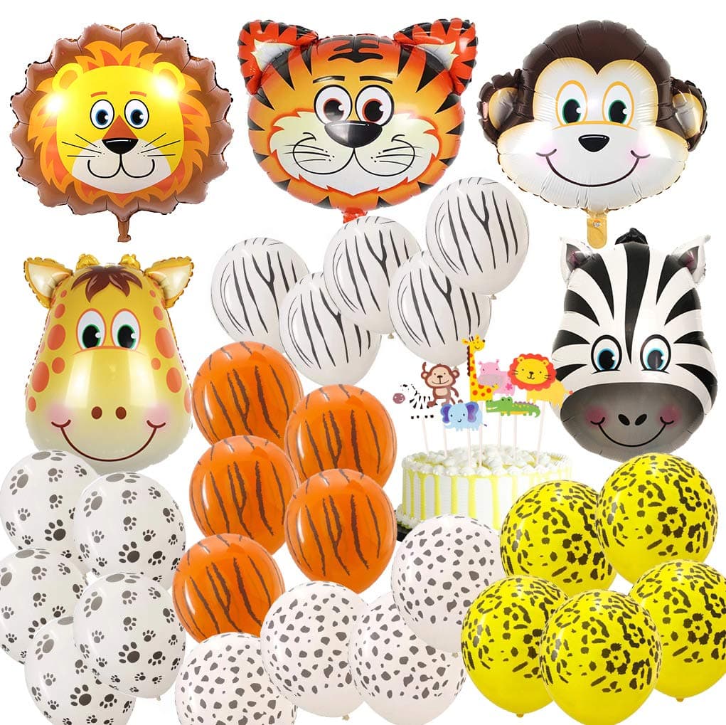 Jungle Safari Animal Balloons 69 Pack Safari Zoo Animals Party Supplies Jungle Birthday Party Favors Baby Shower Decorations Animal Cake Topper