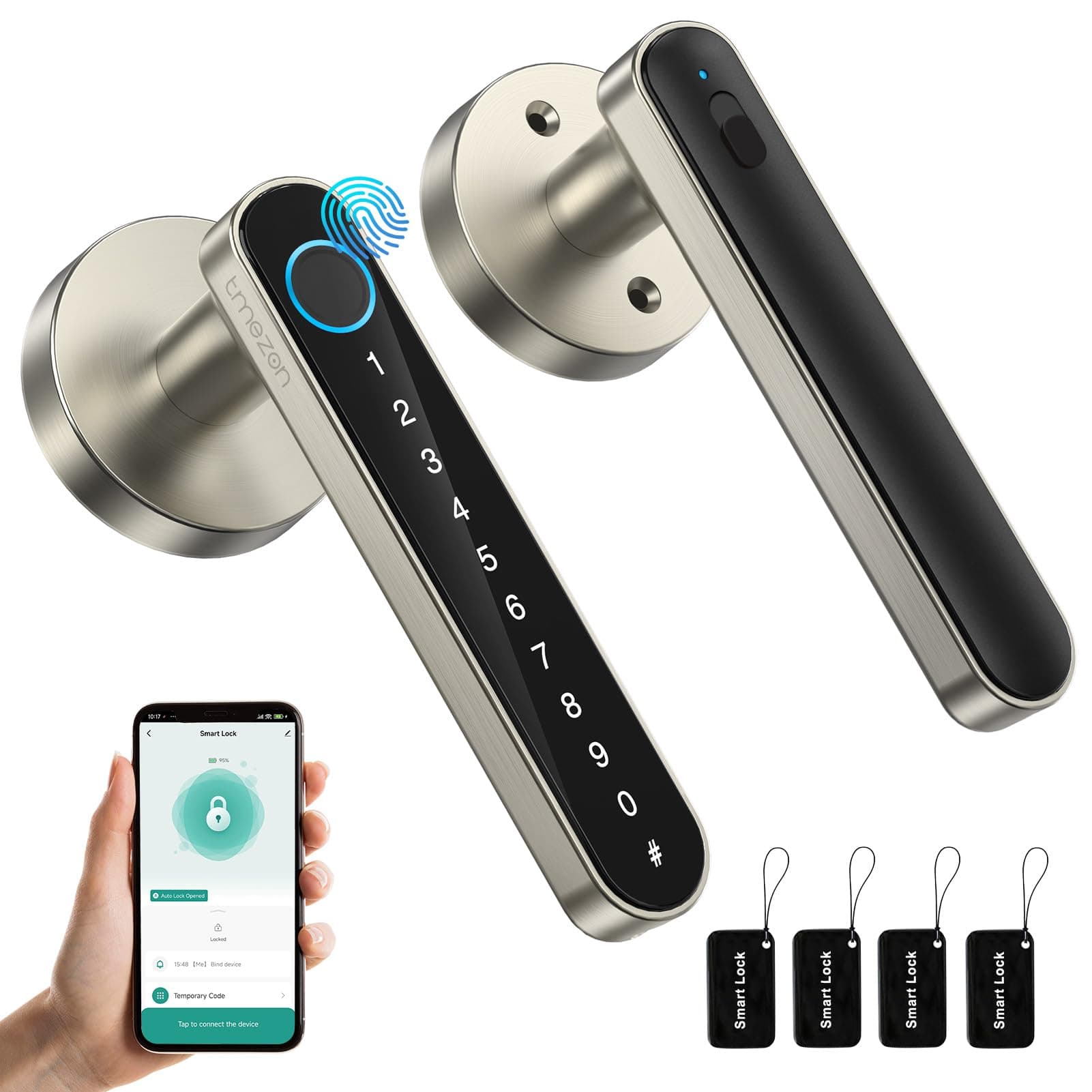 TMEZON Smart Door Lock,Fingerprint Smart Lock for Front Door,Keyless Entry Door Lock,Keypad Door Lock with Handle IP66 Weatherproof Electronic Door Lock Home Security https://drive.google.com/file/d/1BYVD0Sjb48pOTQimP9yYgimNhL_quXgf/view? usp=sharing Japanese Manual