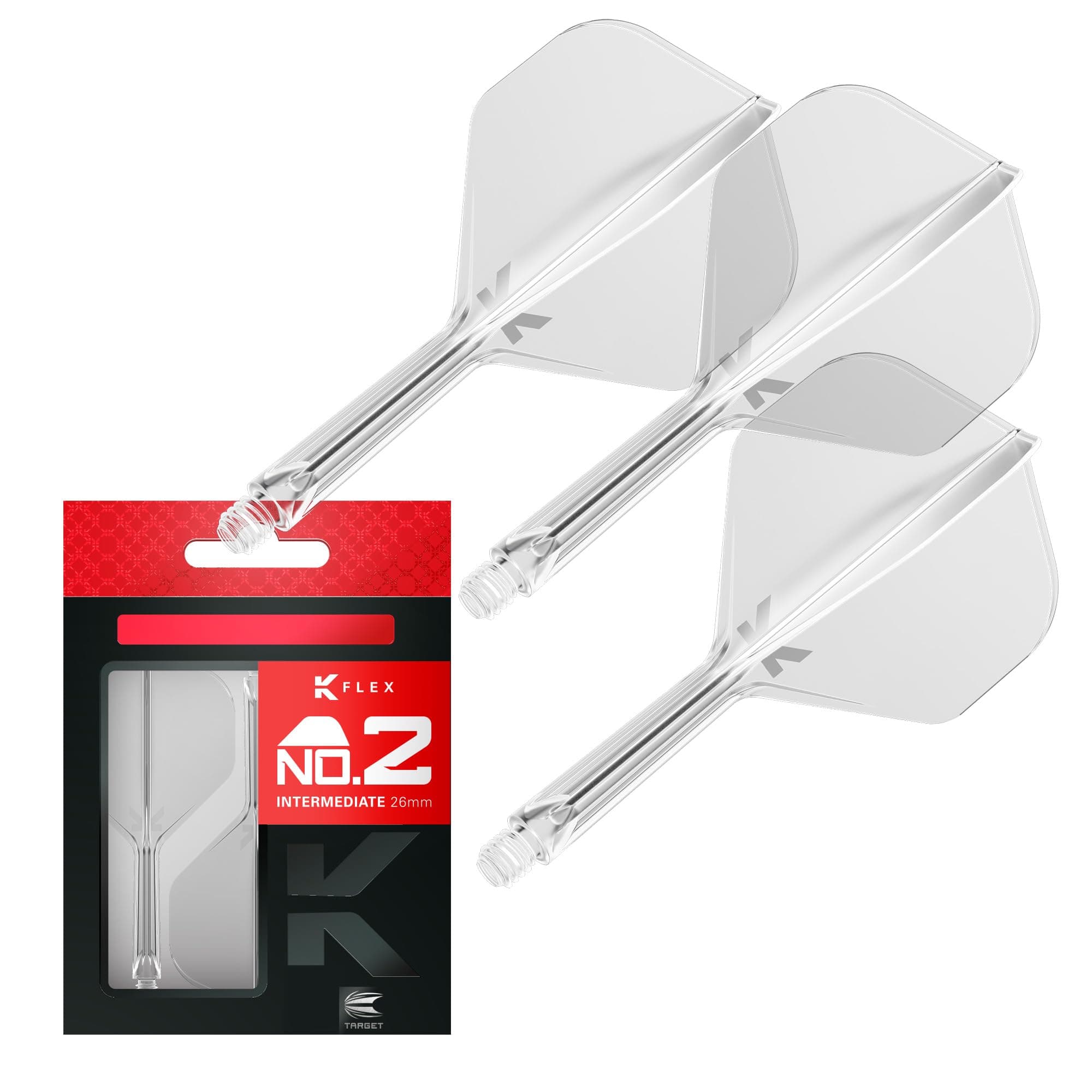 K Flex Integrated Dart Flights And Shafts, No.2 | Pack Of 3 K-Flex - No2, Kflex All In One Moulded Dart Flight & Stem Lengths: Short, Intermediate & Medium | Professional Dart Accessories