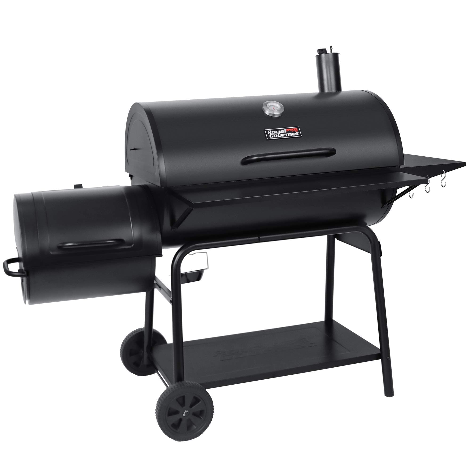 Royal Gourmet CC2036F Barrel Charcoal Grill with Offset Smoker, Outdoor BBQ Grill with 1200 Sq. In. Grilling Area for Large Event Gathering, Black