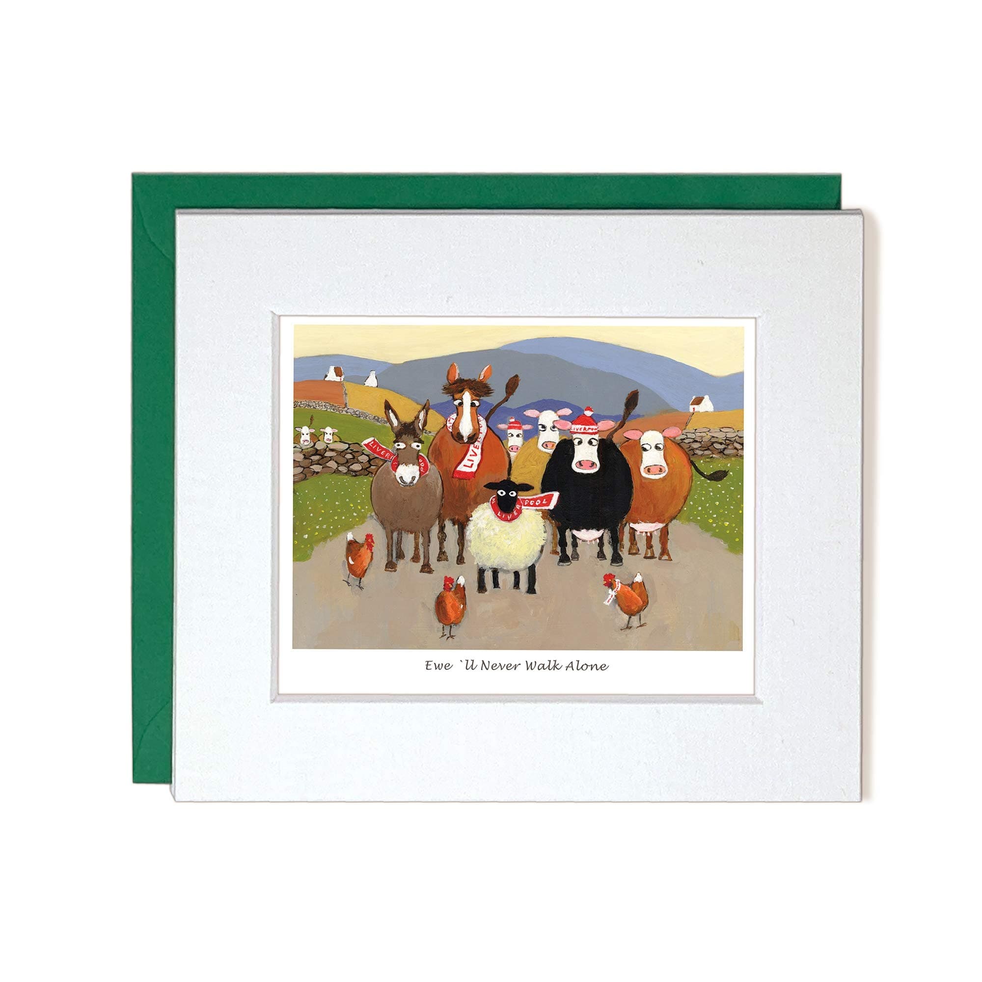 "Ewe'll Never Walk Alone" Mounted Greeting Card by Thomas Joseph - Liverpool Football - Sheep Card