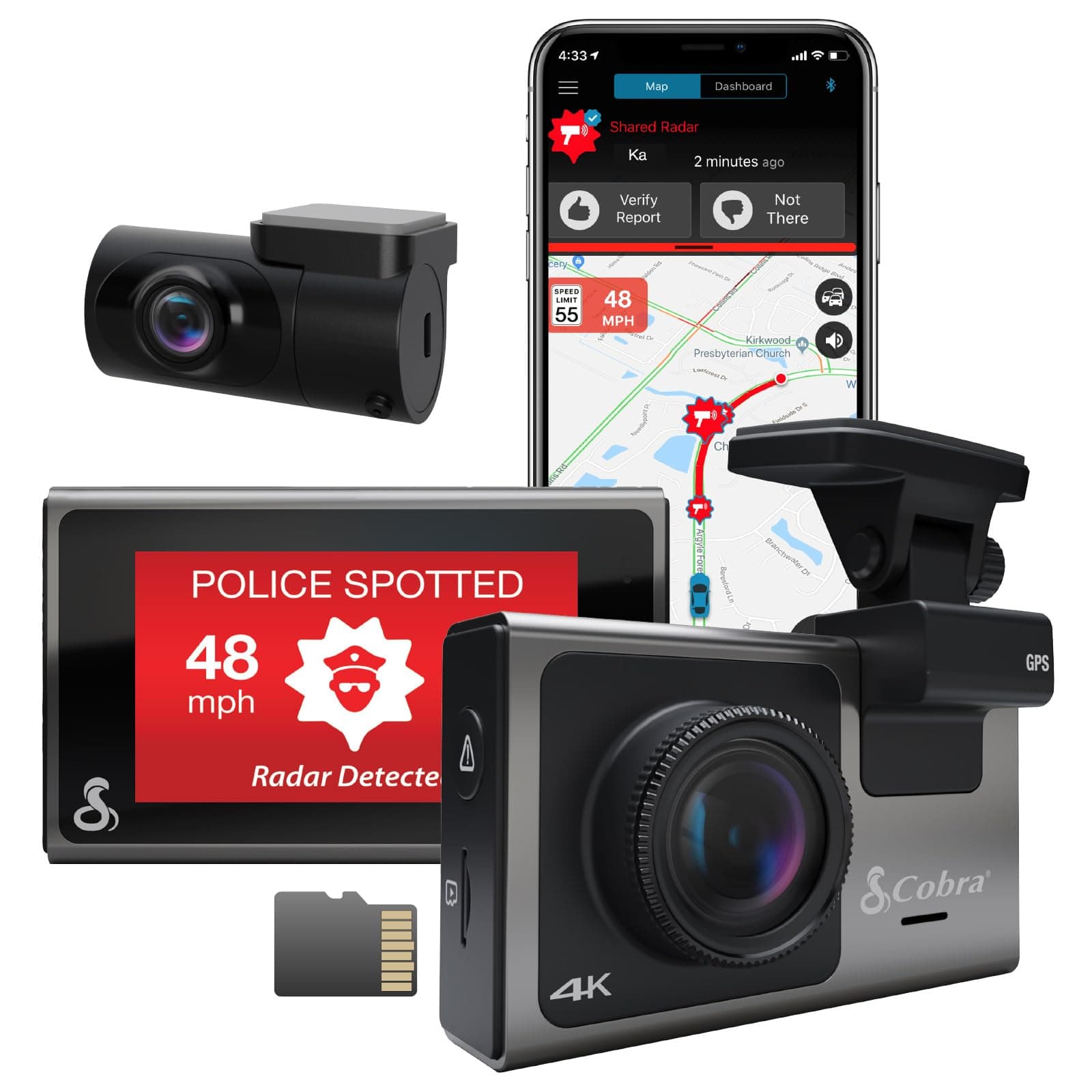 Smart Dash Cam + Rear Cam (SC 400D) – UHD 4K Resolution, Alexa Built-In, 3-Camera Capable, Live Police Alerts, Emergency Mayday, Drive Smarter App, 3" Touchscreen, Wi-Fi & GPS, 32GB SD Card Incl