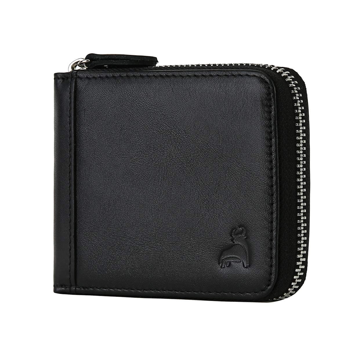 Slim Zipper Wallets For Men RFID Leather Mens Bifold Creidt Card Holder Zip Around Wallet With Coin Pocket, BLack, Medium, Rfid Wallet