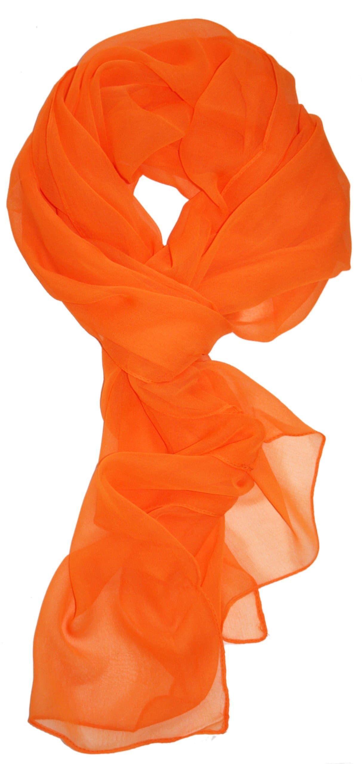 TC Silk Blend Oblong Chiffon Scarf in Solid Colors of Orange