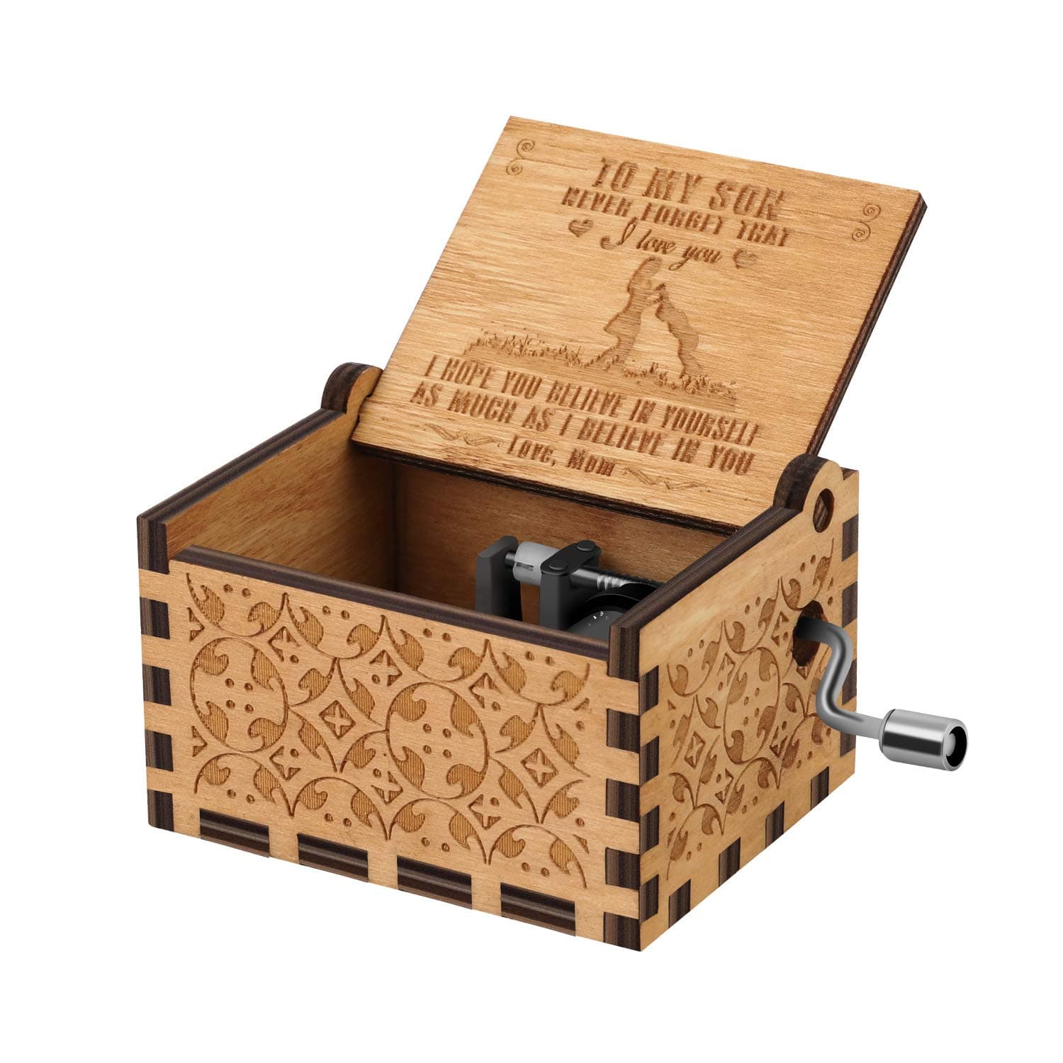 You are My Sunshine Wood Music Boxes,Laser Engraved Vintage Wooden Sunshine Musical Box Gifts for Birthday/Christmas/Valentine's Day (Wood-Mom to Sun)