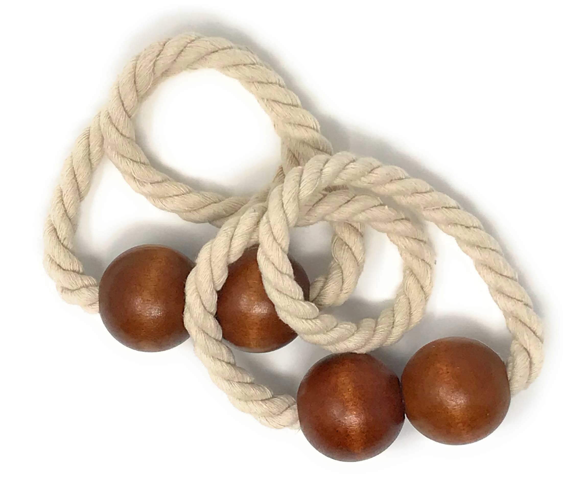 2 Pcs Brown Wooden Curtain Tiebacks, Magnetic Tiebacks for Curtains, Curtain Holders for Drapes