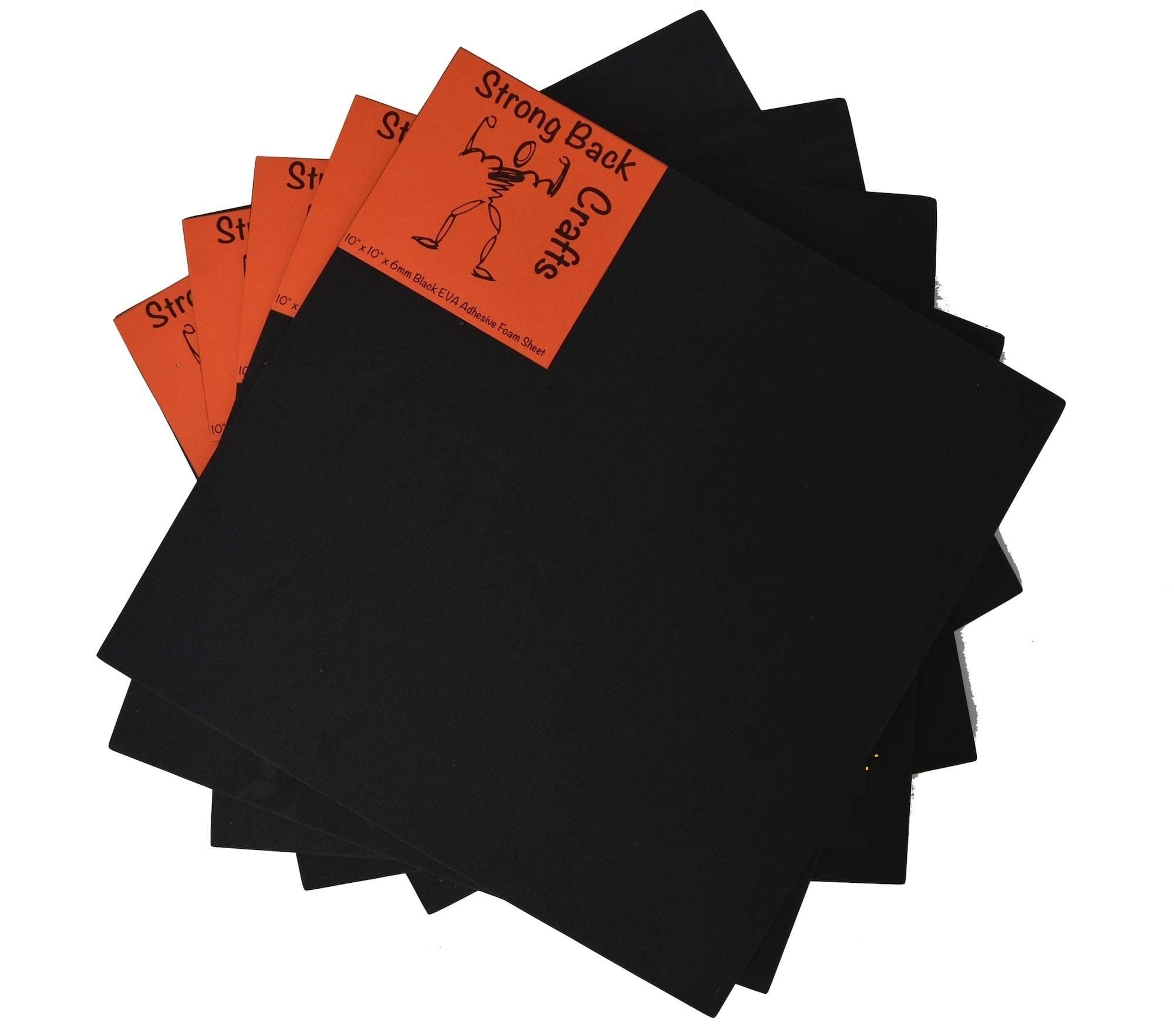 Super Sticky Extra Strength Self Adhesive 6mm High Density EVA Foam Sheets-10in x 10in (10" x 10") by 6mm, 5 Pack- specifically formulated for Applications requiring Firm Adhesion